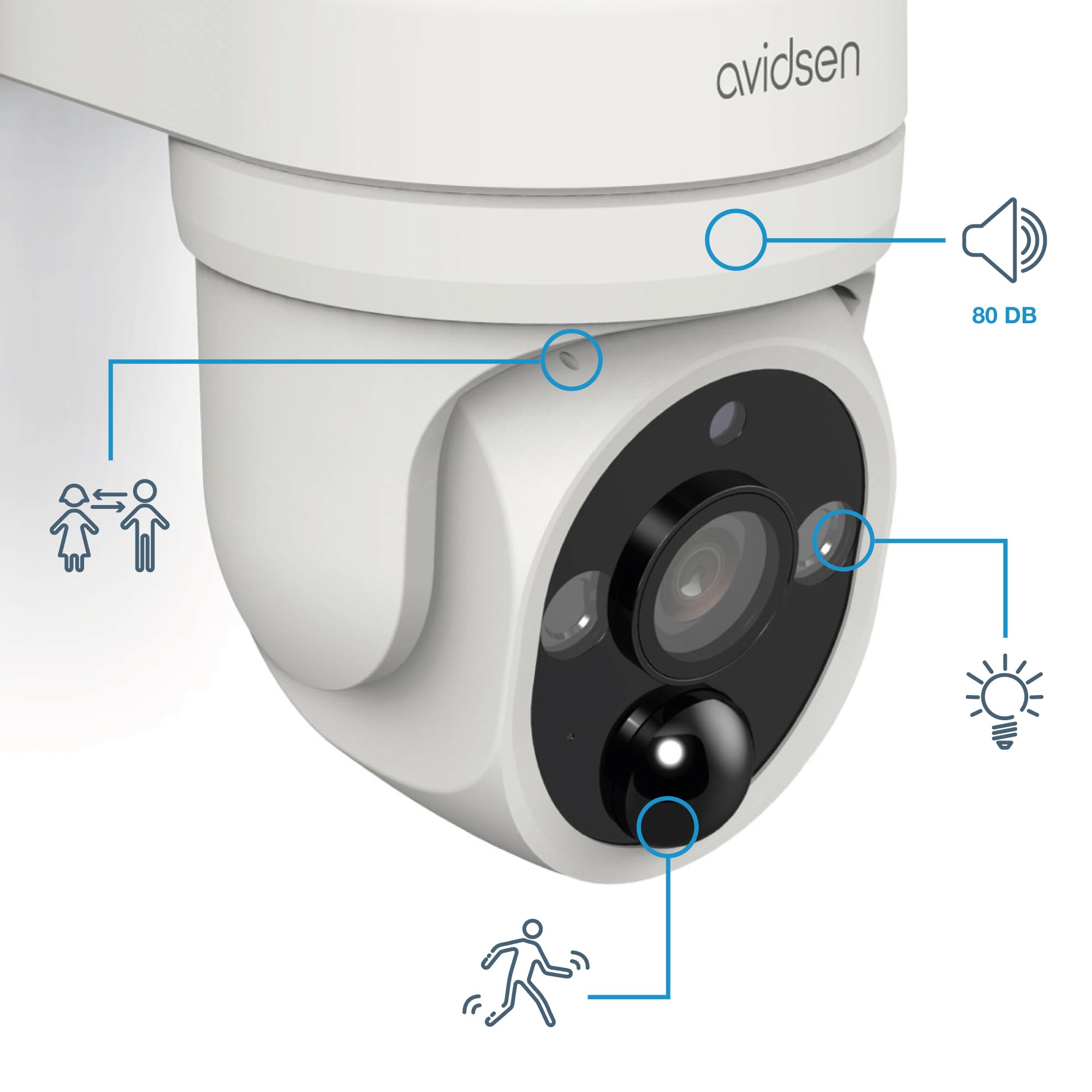 Avidsen HomeCam Prim-O PTZ - Caméra Surveillance Extérieure WiFi Solaire 2.5K - Motorisée 360° - Dual Band 2.4/5GHz - IA Détection de Silhouette & Autotracking - Sirène - sans Fil - IP65