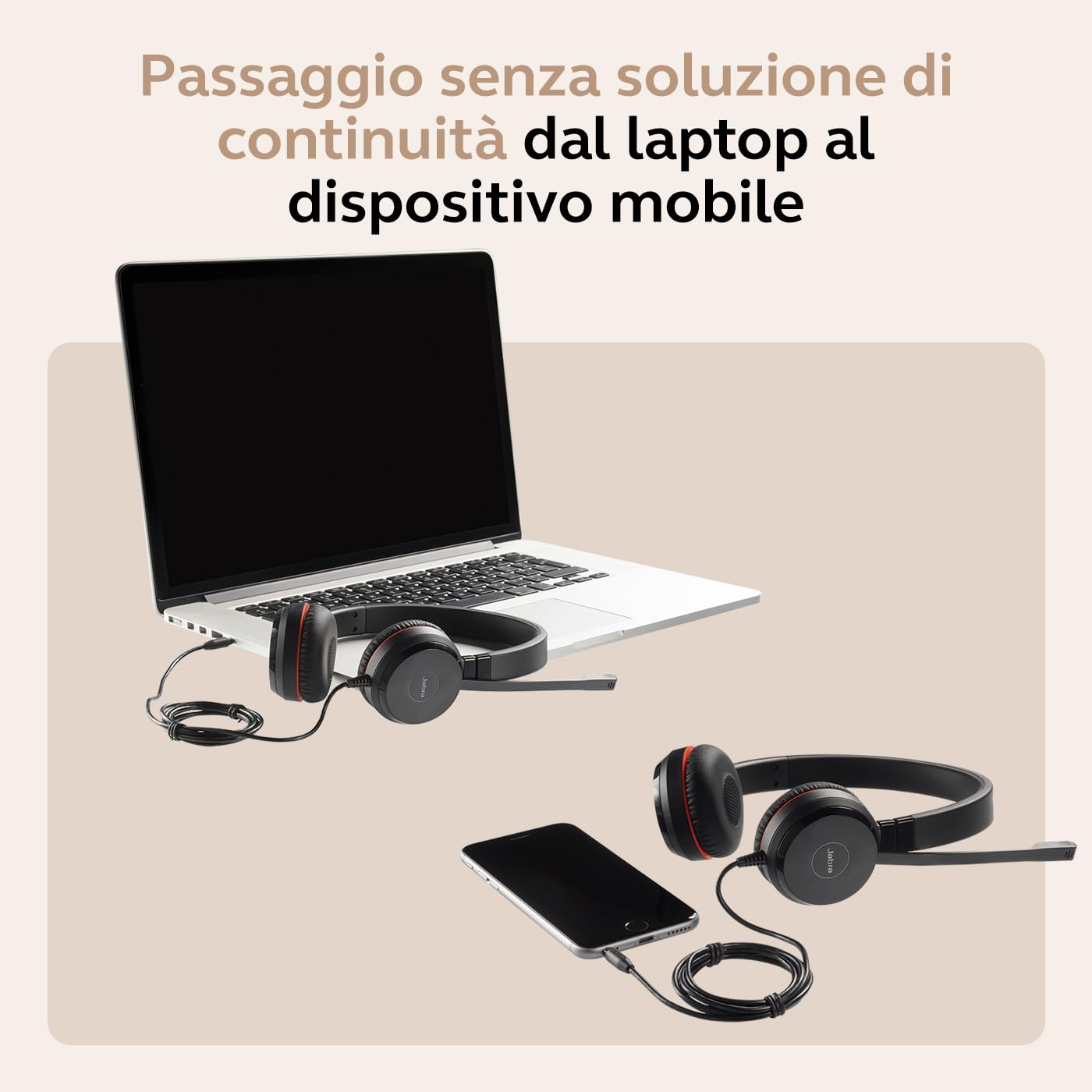 Jabra Evolve 30 II, cuffie stereo con cavo certificate Microsoft Teams con unità di controllo chiamate, microfono a cancellazione del rumore, indicatori LED, eccellente qualità del suono - USB-C/A,