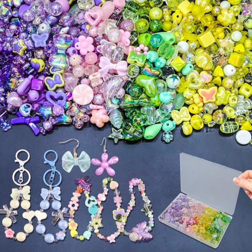 DNLEGULI 150-220 Cute Kawaii Acrylic Beads for Bracelets, Necklaces, Keychains, Crafts, Relaxation Activity