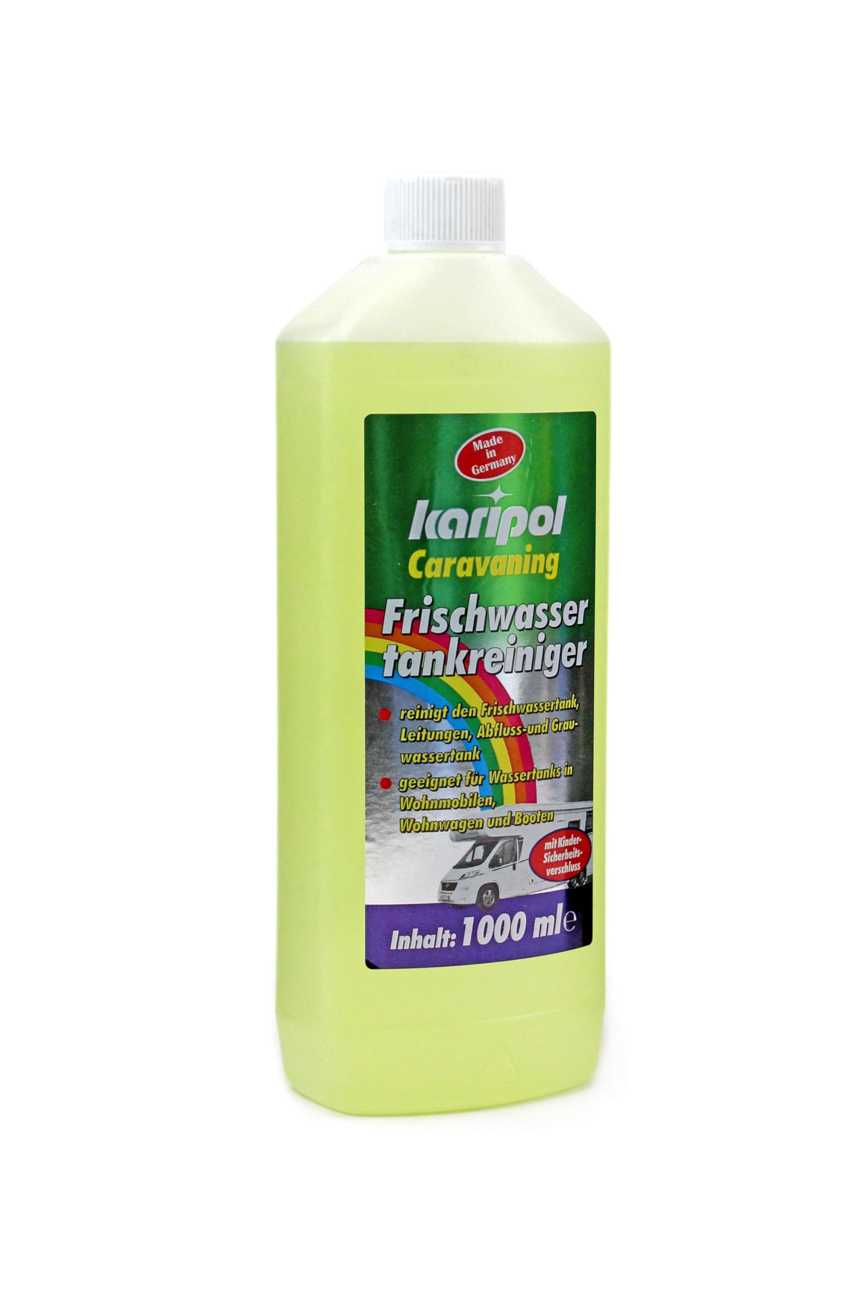 Frischwassertank Reiniger 12 x 1 Liter karipol - reinigt Leitungen, Abwassertank, Abfluss- und Grauwassertank, Pumpen und Boiler, für Wohnmobil Boot Caravan