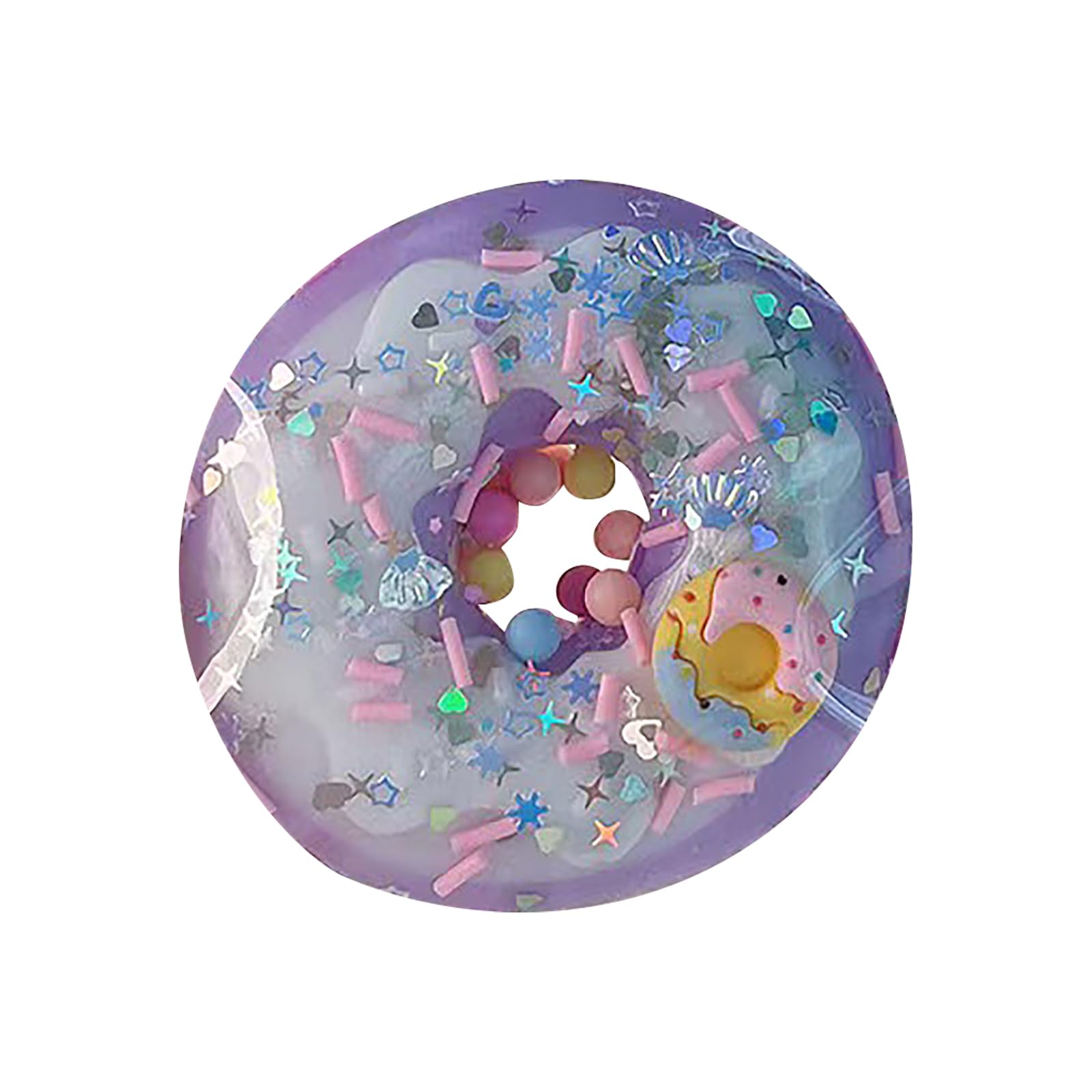Donut Stress Toys, Squishy Fidget Toys for Kids Adults, Water Bead Squeeze Toy for Anxiety Relief, Sensory Food Squishies for ADHD Autism, Birthday Party Favors, Easter Gifts (Purple)