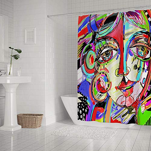 Rideau de douche avec crochets décoratifs imperméable 182x183 cm pour baignoire