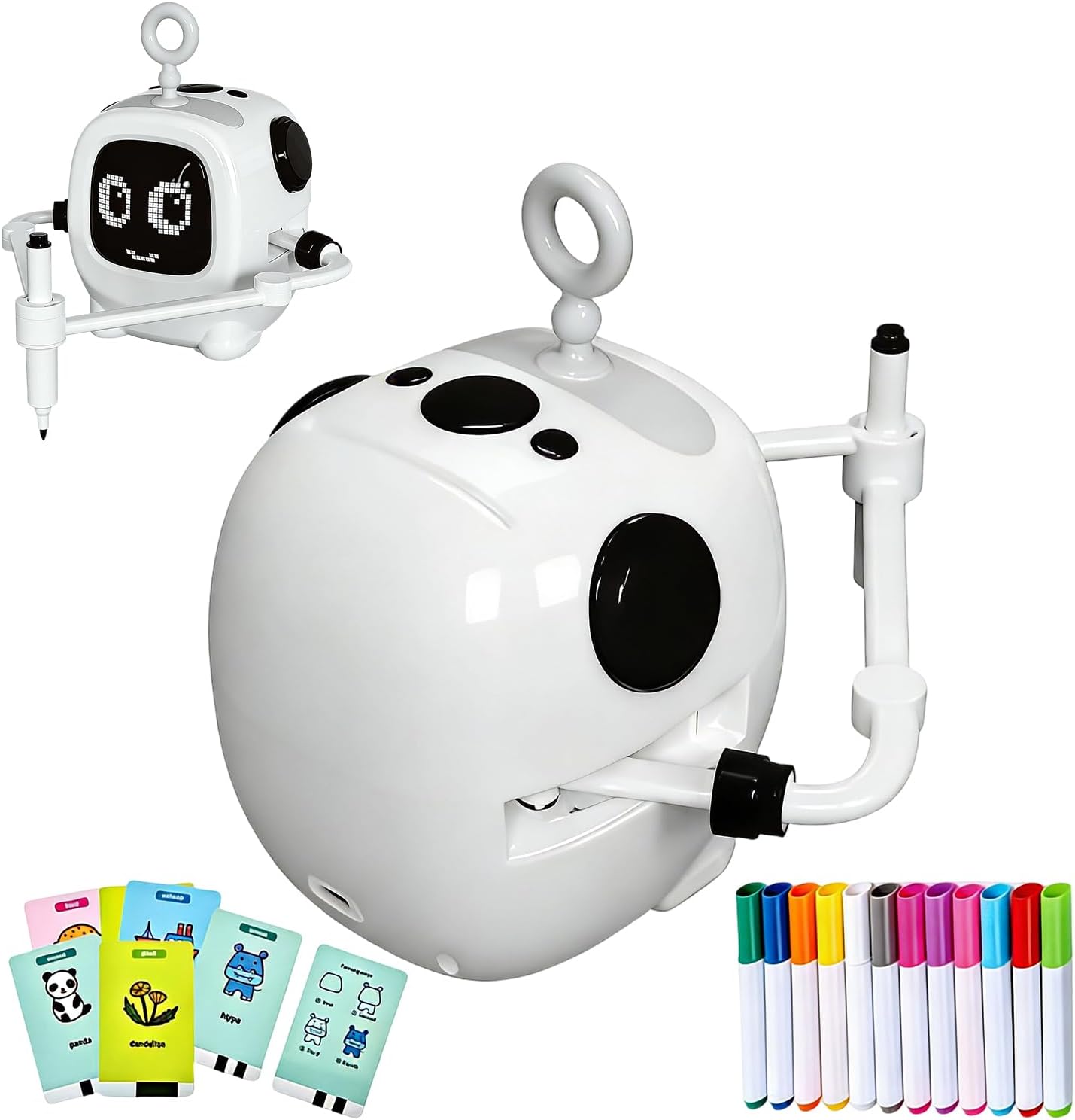 Drawing Robot - Rechargeable Interactive Art Toy, Smart Painting Machine with Cards and Markers Set, Sturdy ABS Build Construction, Educational Skill Development Function, Ideal for Kids Ages 3 4 5 6