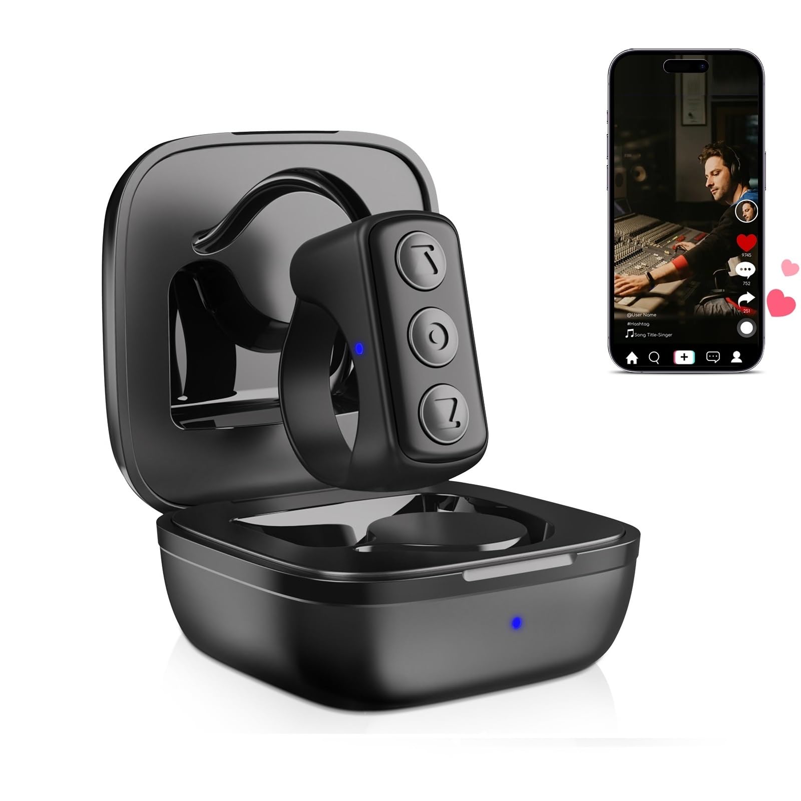 GUVOHUT TikTok Remote Control for TikTok, TikTok Scrolling Ring, Bluetooth Page Turner for iPad/Kindle App/iPhone/Android (Black)-image-3