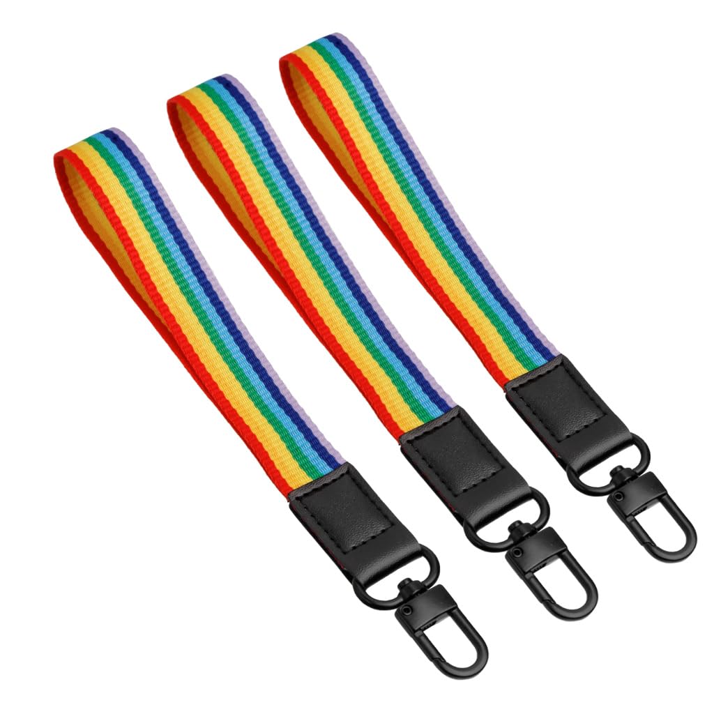 Harts Multi pack of 3 Large Heavy Duty Nylon Identification Key Ring Clip on Handel loops Fob. (LGBTQ 3)