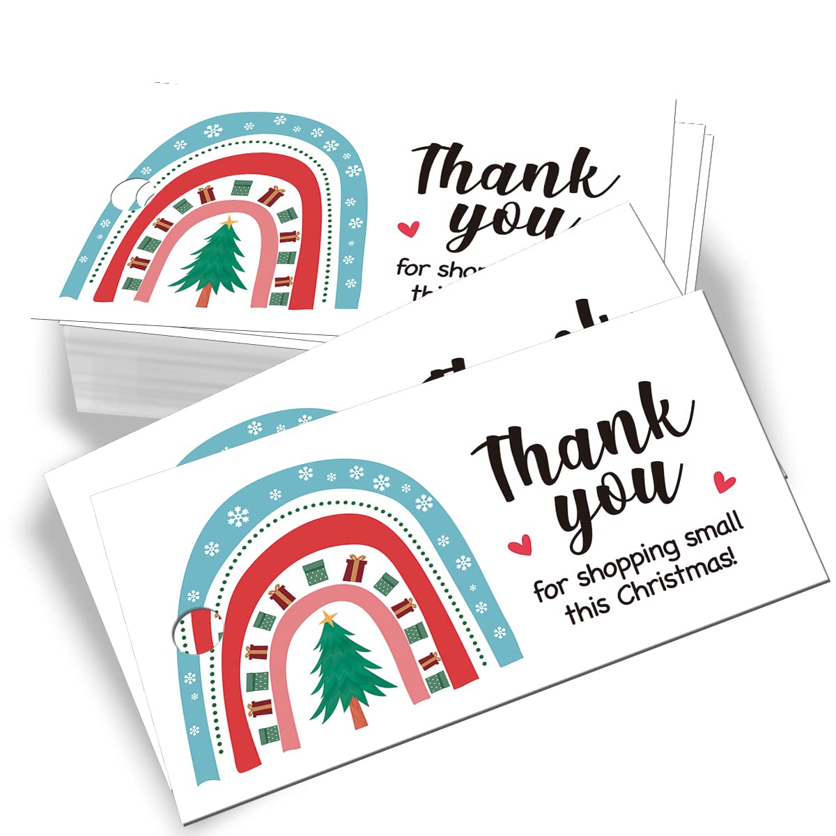 100 Mini Thank You For Shopping Small This Christmas Rainbow Business Thank You Cards Shopping Purchase Thanks Greeting Cards to Customer Appreciation