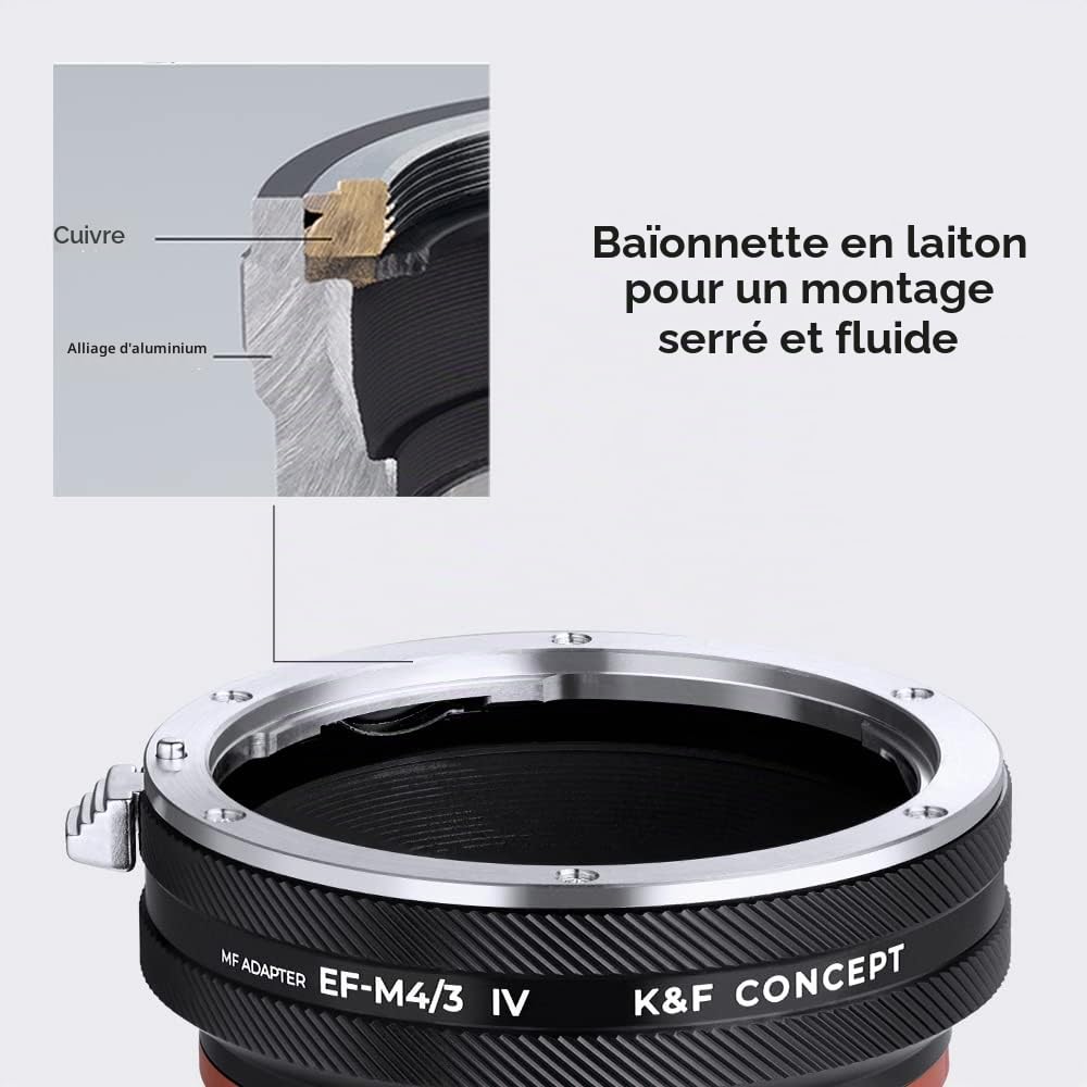 K&F CONCEPT Bague d'adaptation Manuelle Compatible avec Utiliser Objectifs compatibile Con Canon EOS EF EF-S sur Appareils Photo compatibile Con Sony E de Version IV EOS-M4/3