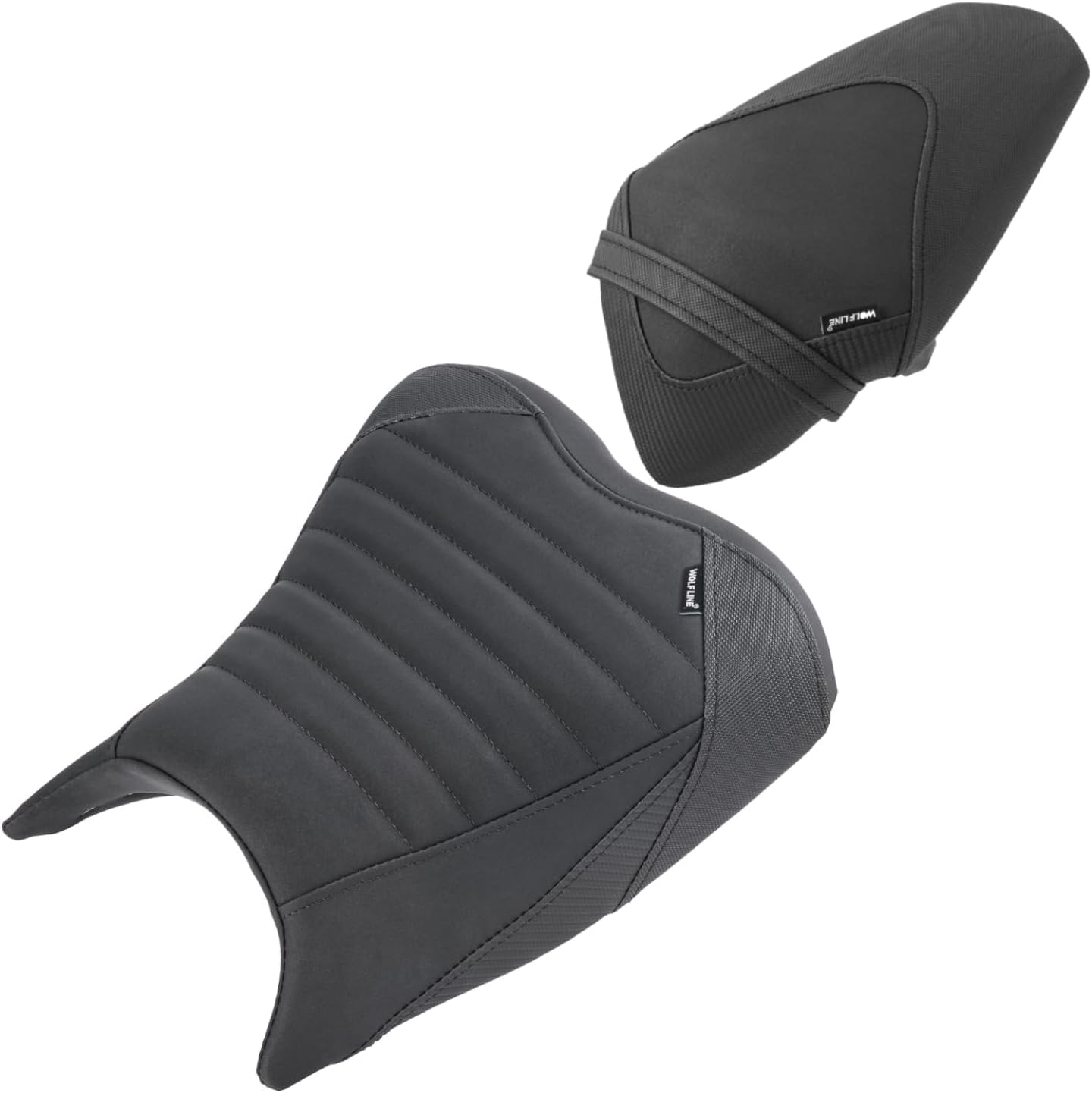 Motorcycle Front Rear Comfort Seat Fit for Ninja 400 Z400 2018 2019 2020 2021 2022 2023 2024 2025 2026 EX400, Leather Driver Saddle Solo Passenger Back Cushion Pillion Pad, Black Black - Front & Rear