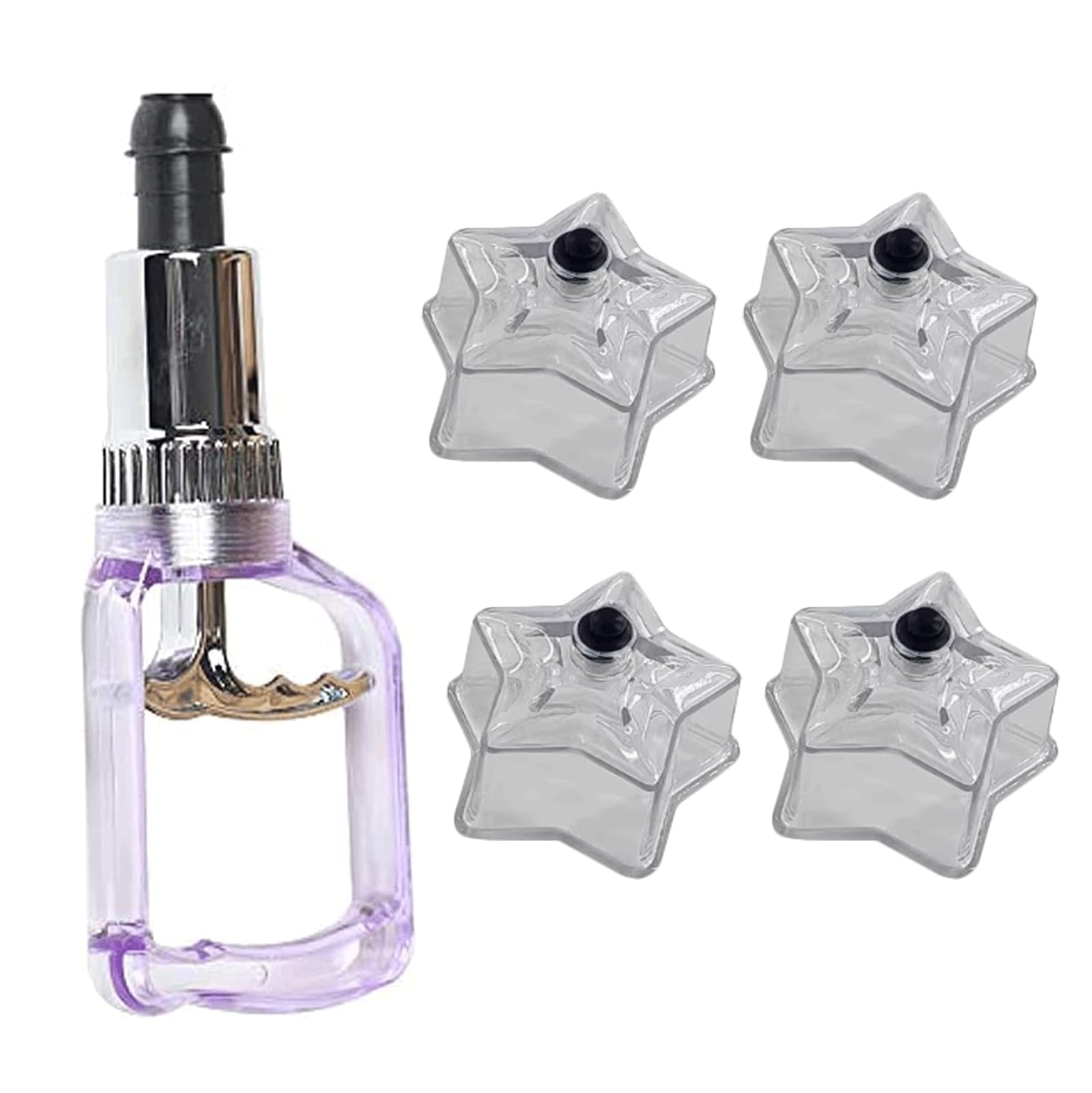 4 Stück sternförmige Schröpfbecher, 1 Schröpfpistole, Kunststoff-Vakuum-Schröpftherapie-Set, Schröpfset, Massagegerät zur Linderung von Muskelschmerzen Therapie-Set