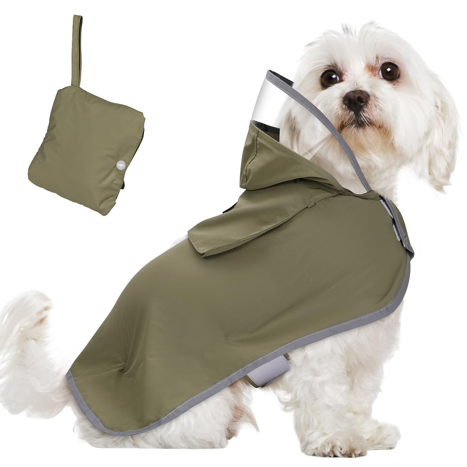 SlowTon Dog Raincoat - Lightweight Portable Hooded Rain Coat, Waterproof Jacket with Reflective Stripes, Adjustable Sleeveless Rain Poncho for Small Medium Large Dogs โ image 1