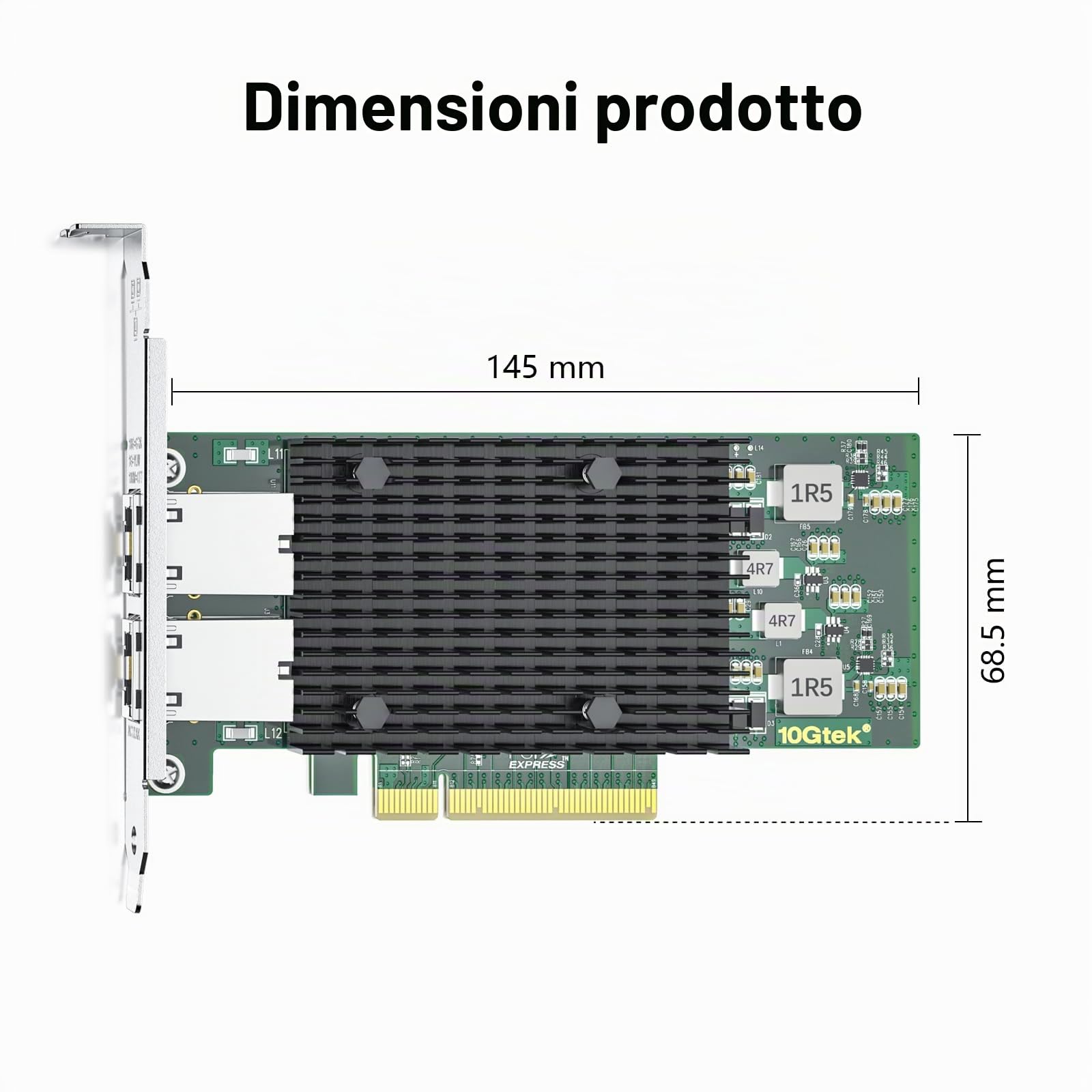 10Gtek per Intel X540-T2 10Gb PCI-E NIC Scheda di Rete, Dual Copper RJ45 Port, Intel X540 Controller, PCIe Ethernet LAN Adapter per Windows Server/Windows/Linux/ESX