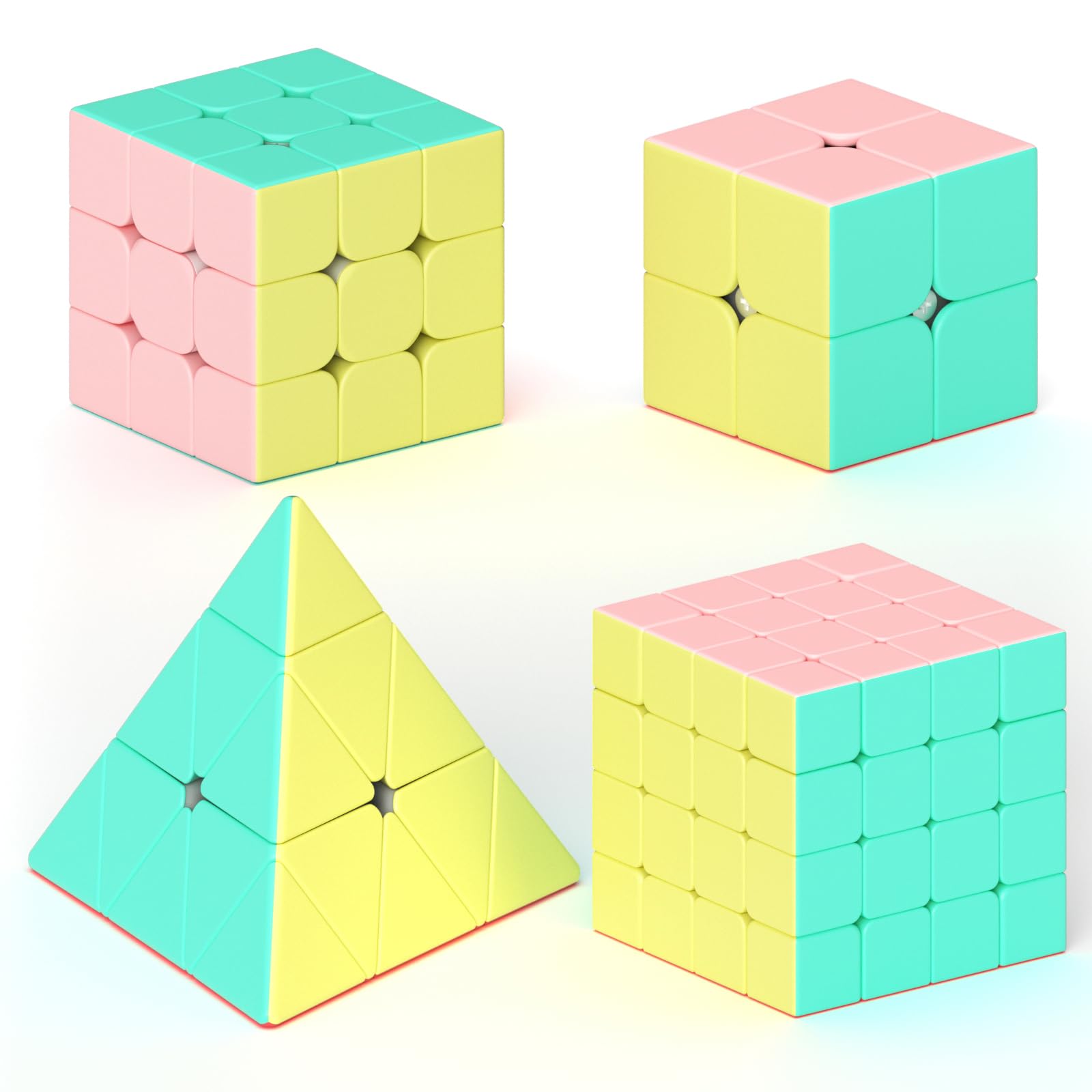 Vdealen Speed Cube Set, Puzzle Cube Bundle of 2x2x2 3x3x3 4x4x4 Pyramid Magic Cube Set, Birthday Party Christmas Stocking Stuffers Gift for Kids Teens