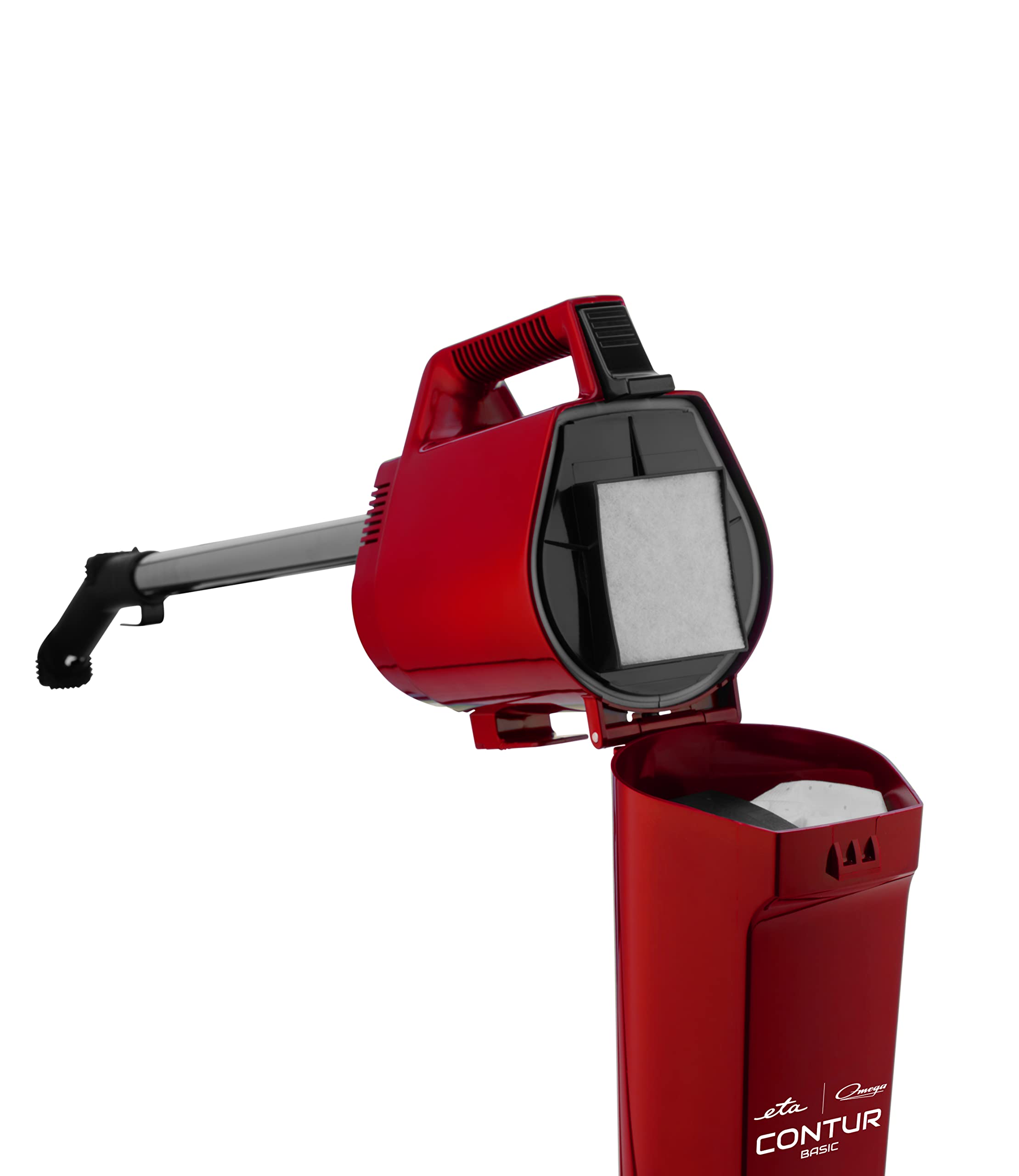 ETA Omega Handstaubsauger Contur Basic in Rot mit Beutel, Kabel, Fugendüse, Polsterdüse für Tierhaare