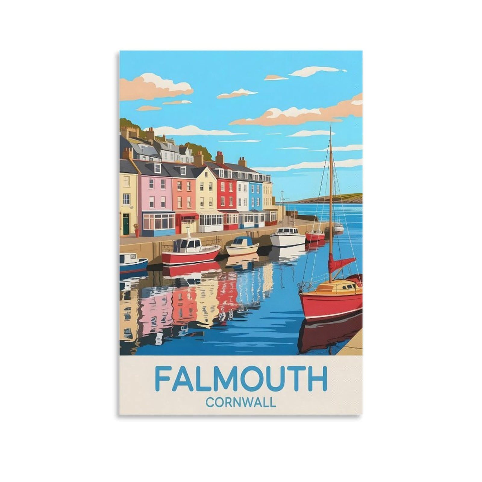 EZMLFA DIY 5D Diamond Painting Kits for Adults,Falmouth Cornwall DIY Diamond Art Kits Gem Painting Crafts for Home Wall Decor 40x40cm