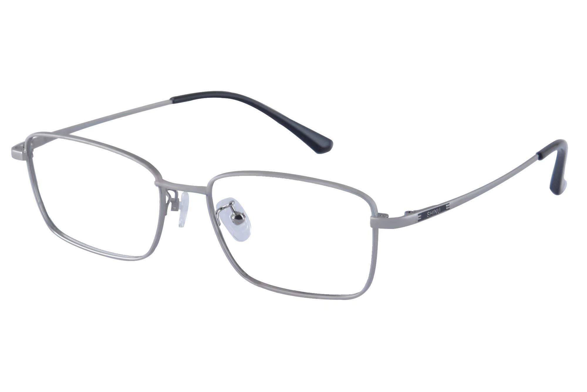SHINU Niebieskie okulary do czytania w ramce tytanowej-ATLH1030, C1 Srebrny,anty Blue Lens