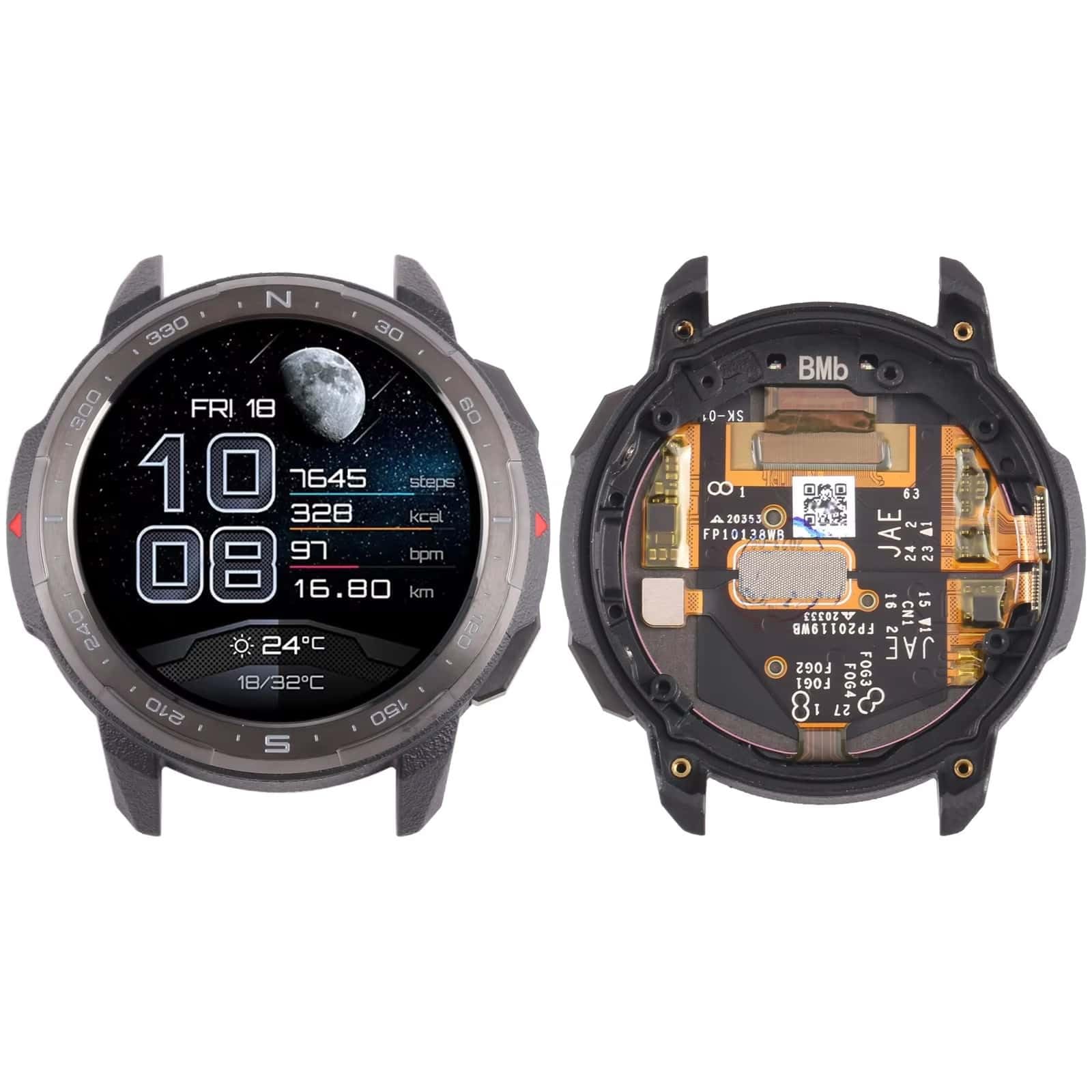 YOOOKOOO - Pantalla LCD para Huawei Honor Watch GS Pro con digitalizador, pieza de repuesto de reparación de montaje completo (con marco blanco)