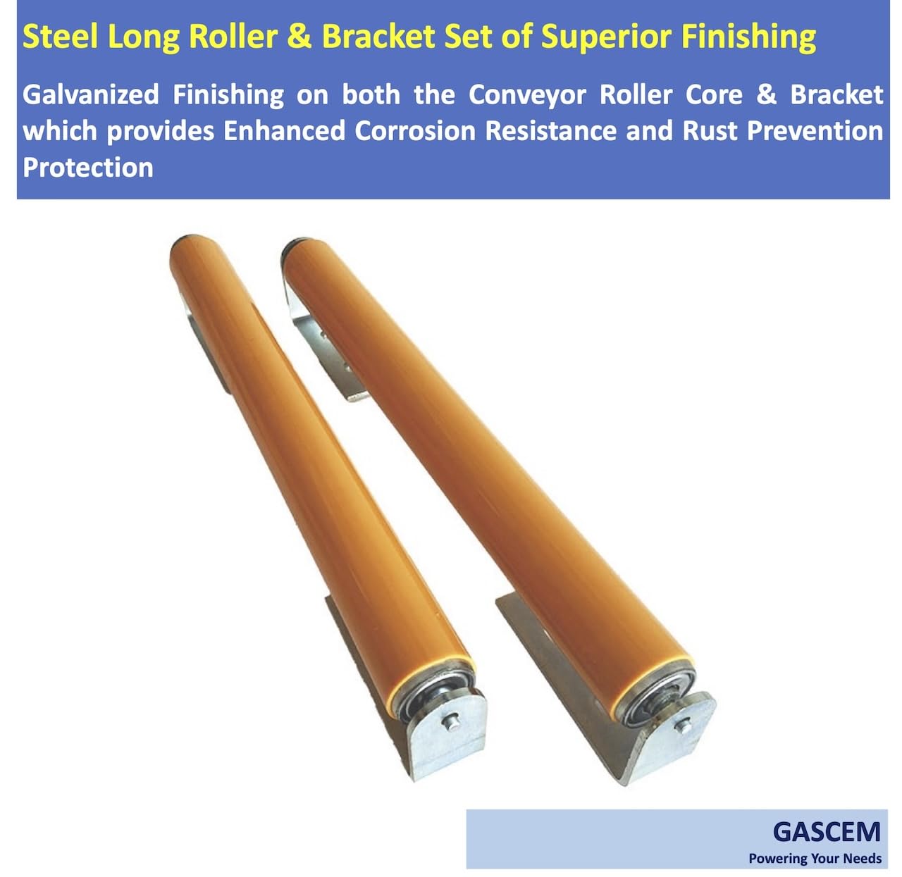 Polyurethane Coated Long Roller With Bracket Set | 16" Length, 1.5" Diameter Conveyor | Galvanized Steel | Versatile Support for Stands, Woodworking, and Conveyors | Pack of 2 — Amazon image 3