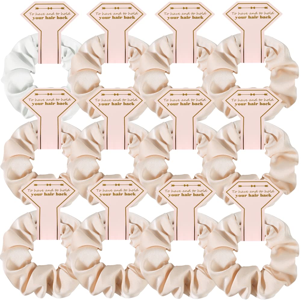 Hasoar New Smooth linen Satin Bridesmaid Scrunchies 12 pack Proposal Gifts Elastics Hair Ties Scrunchies Bachelorette Party Favors Satin Bridesmaid