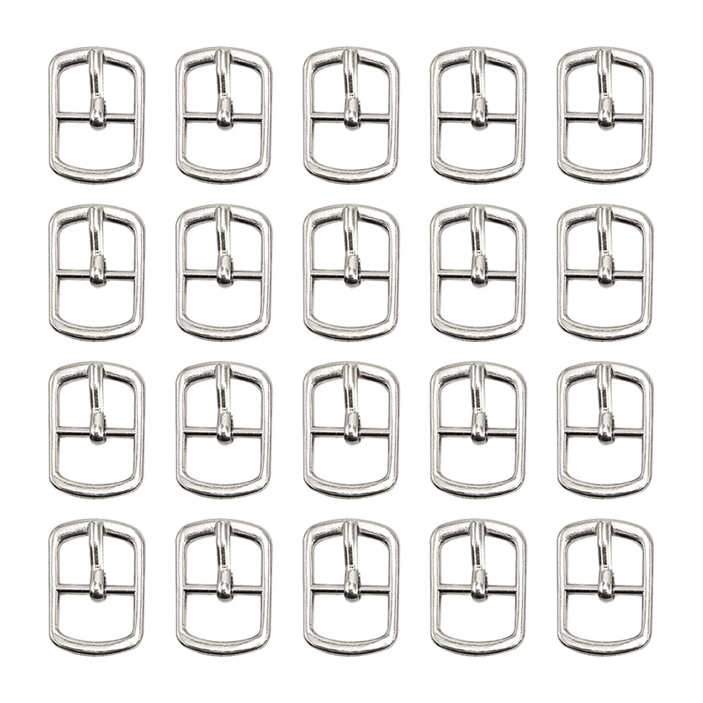 FSSTUD 20 Pcs Silver Metal Classic Buckle, 20.5 x 14mm, 10mm Diameter, 20 Pcs, Roller Pin Design, Suitable for DIY Craft, Clothing, Shoes, Bags, Belts