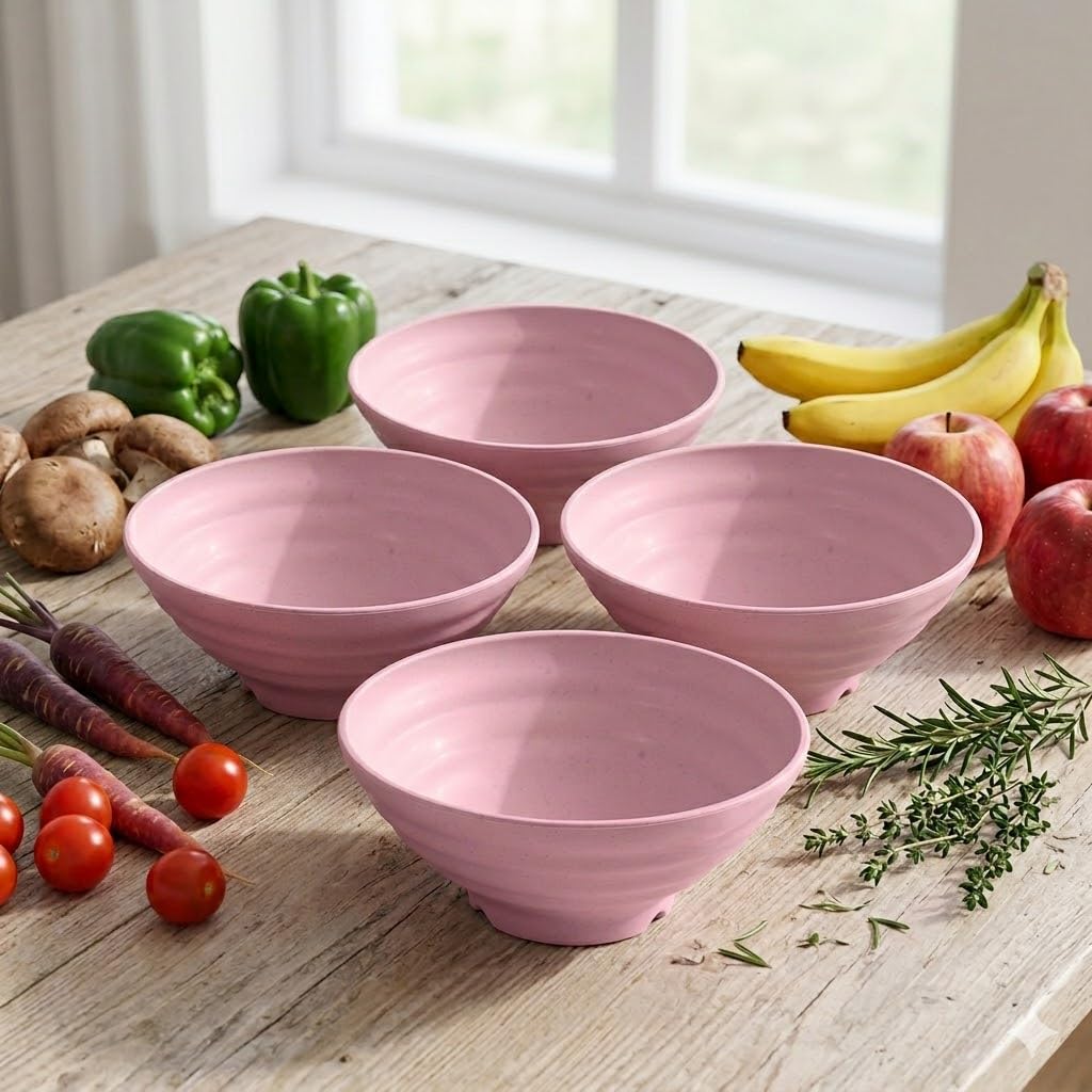 Wheat Straw Salad Bowls Set (900ml) – Large Microwave Safe, Unbreakable & Stackable Bowls for Salad, Soup, Ramen – BPA-Free, Eco-Friendly, Lightweight Serving Bowls for Kitchen (6, Green) — Amazon image 12