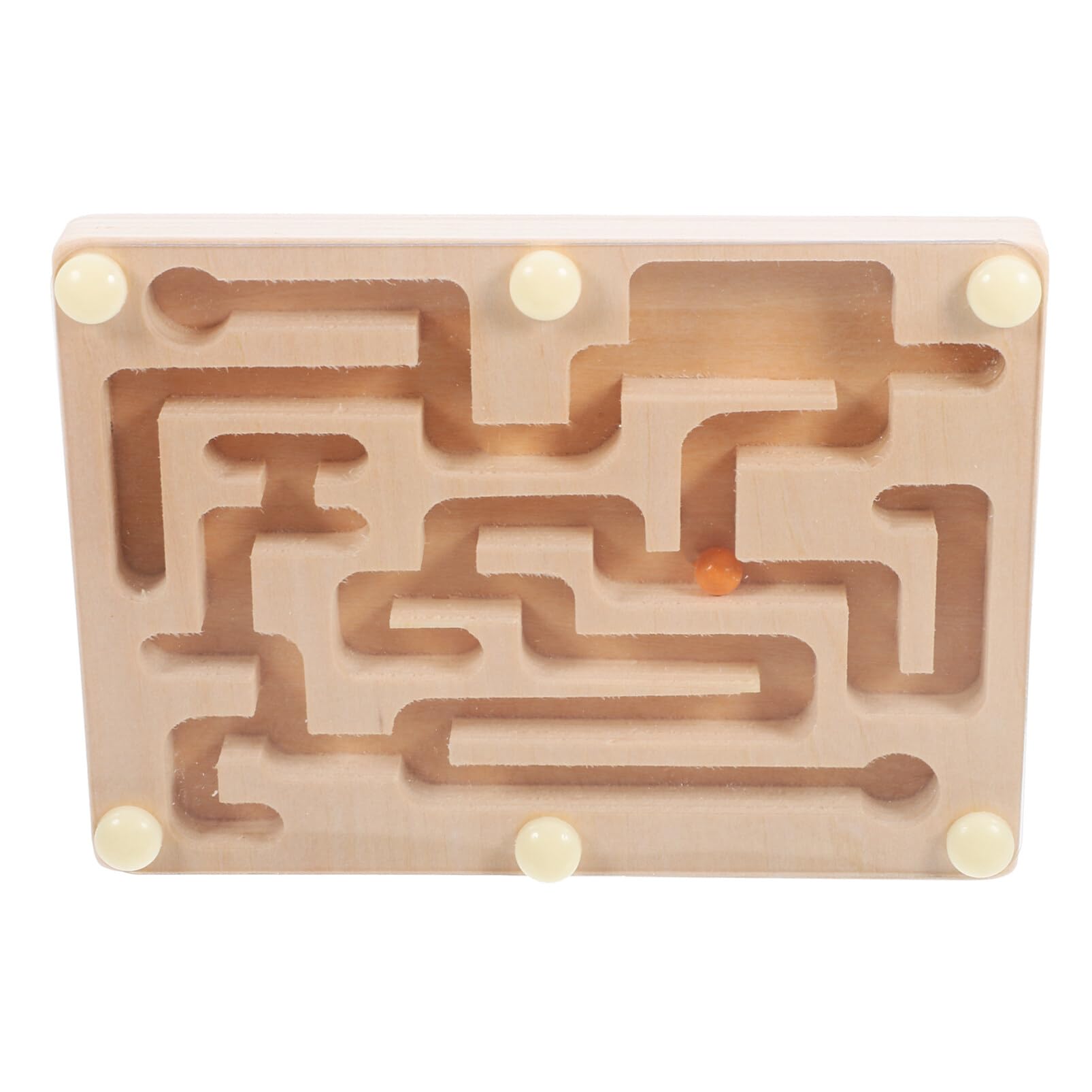 UPKOCH Wooden Labyrinth Board Game, Marble Maze with Two Metal Balls, Brain Teaser Puzzle for Kids, Teens, and Adults, Montessori Educational Toy for Sensory and Cognitive Development, 14.2x10.3cm