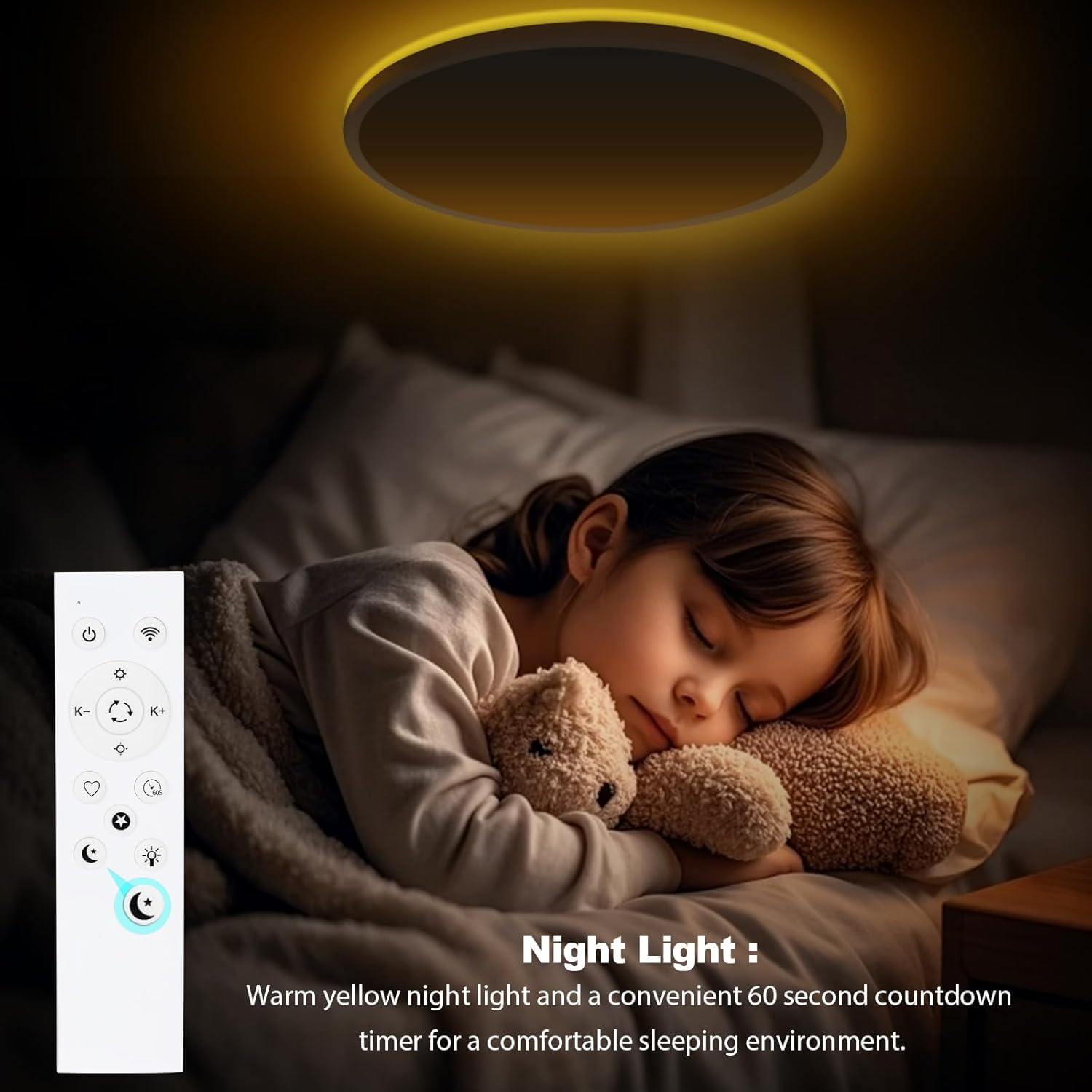 Psatfito G LED Bathroom Light, 3000K-6000K Dimmable Bathroom Lights Ceiling with Remote Control - Image 3