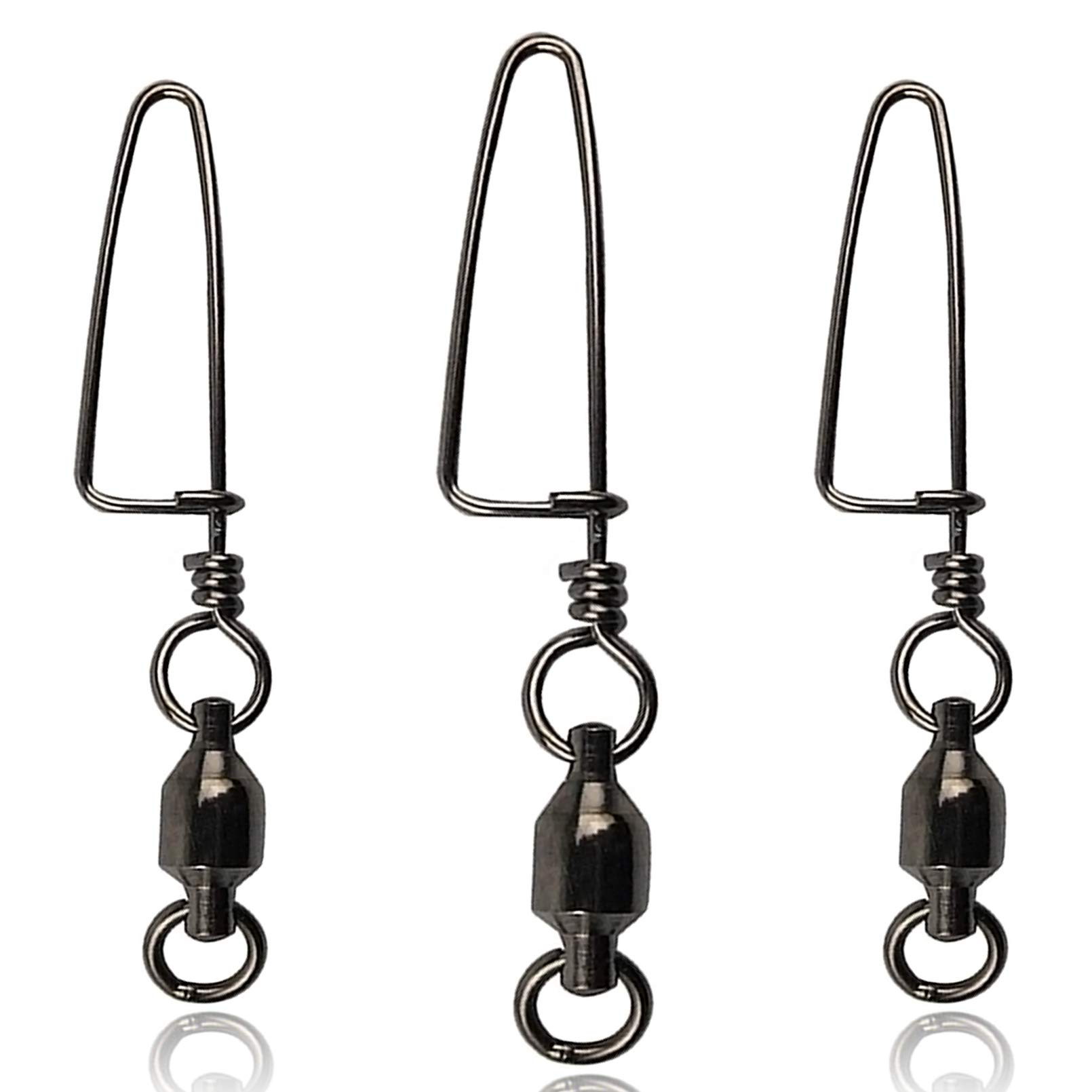 OROOTL Ball Bearing Swivel Coastlock Snap, 20pcs High Strength Stainless Steel Fishing Snap Swivels, 26LB-503LB Saltwater Snapped Swivel Connector Kits