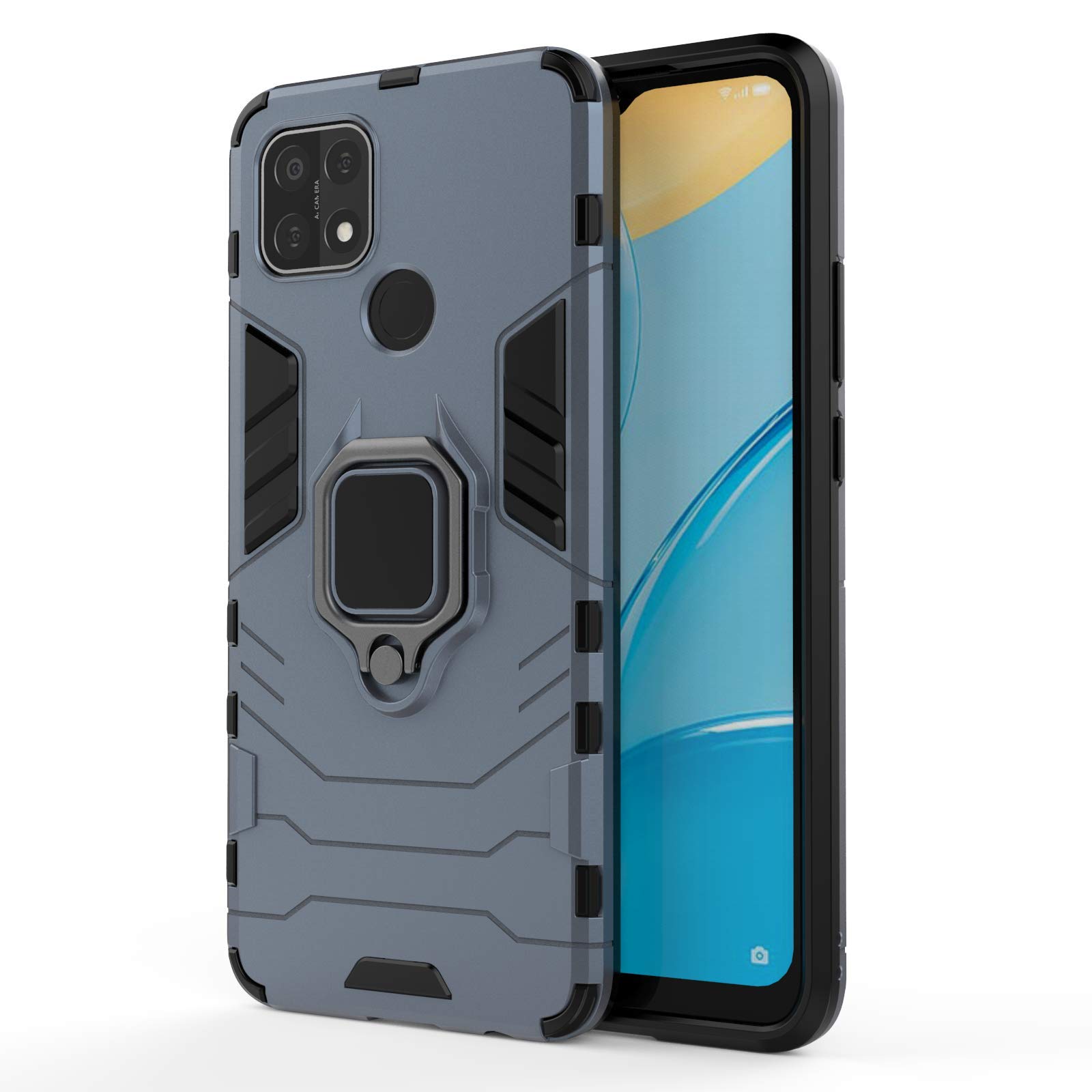 PIXFAB Custodia Oppo A15 Antiurto Ibrida [Resistente] Con Cavalletto Incorporato - Protezione Robusta E Design Sottile - Colore Nero