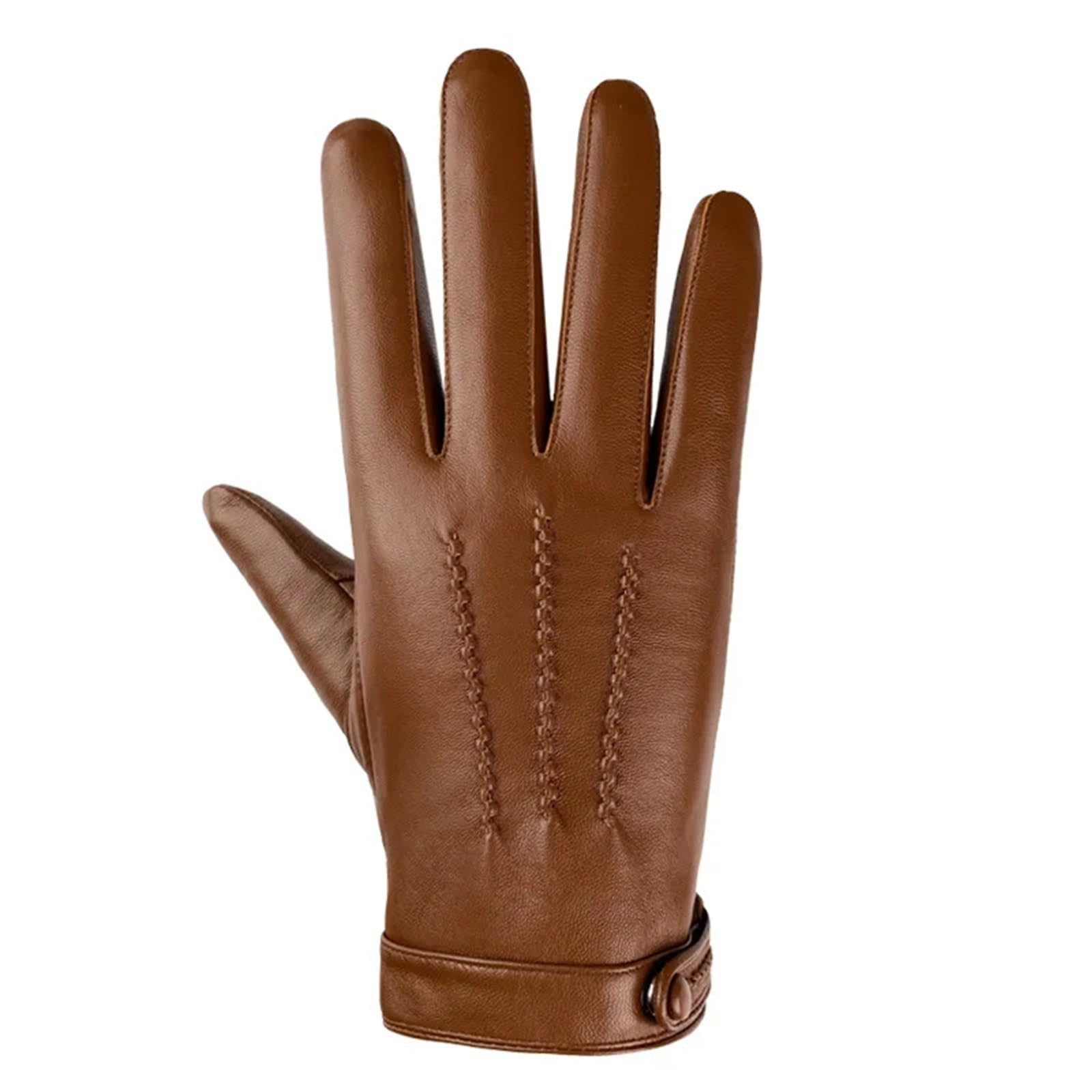 Guantes de cuero for hombre, otoño e invierno, resistentes al viento, cálidos, for negocios, con pantalla táctil, guantes dedo completo Guantes de Punto para Hombre