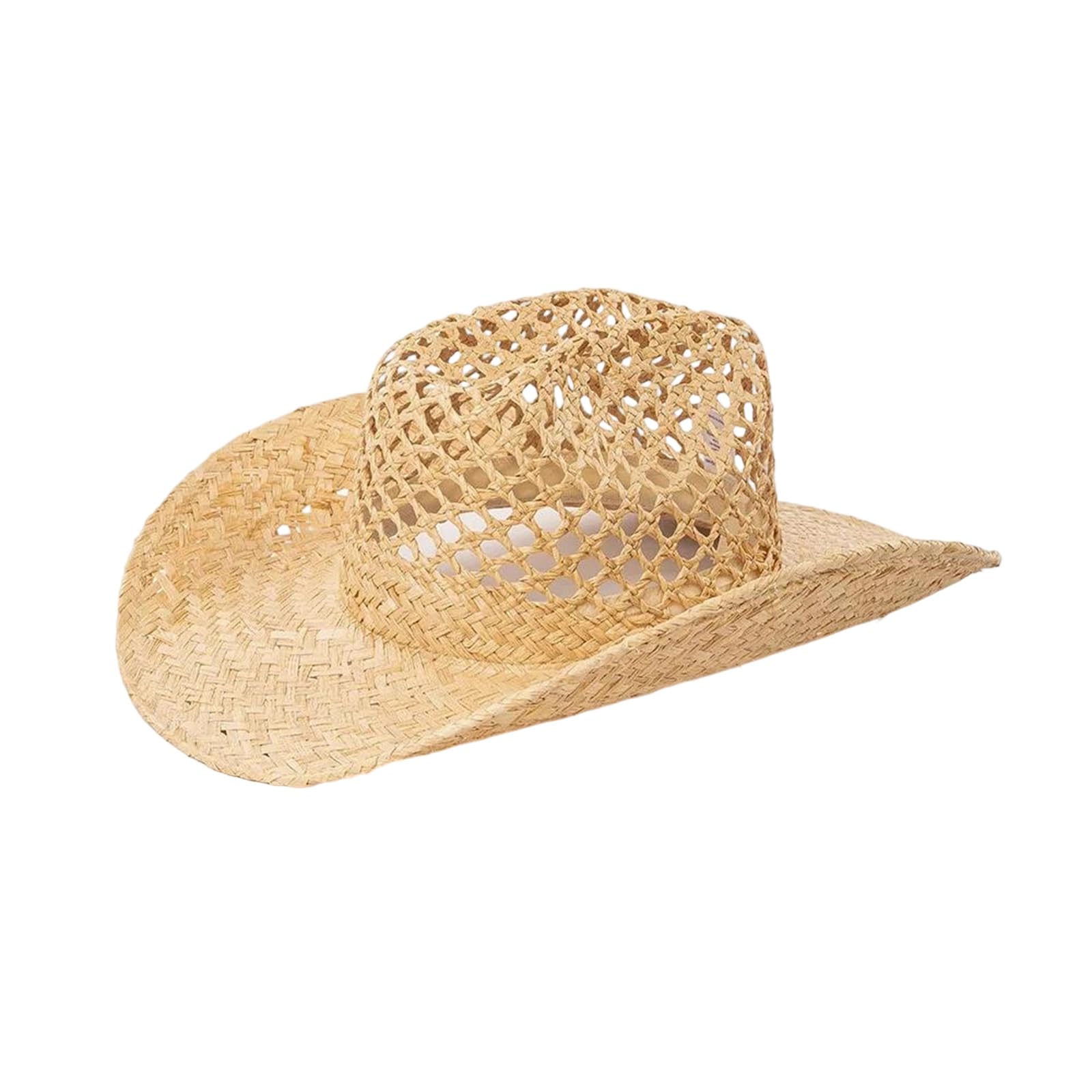EYRMQWJPC Wide Brim Sun Hat, Unisex Straw Cowboy Hat Wide Brim Handwoven Raffia Breathable SummerBeach Multicolor M/L(3,M)
