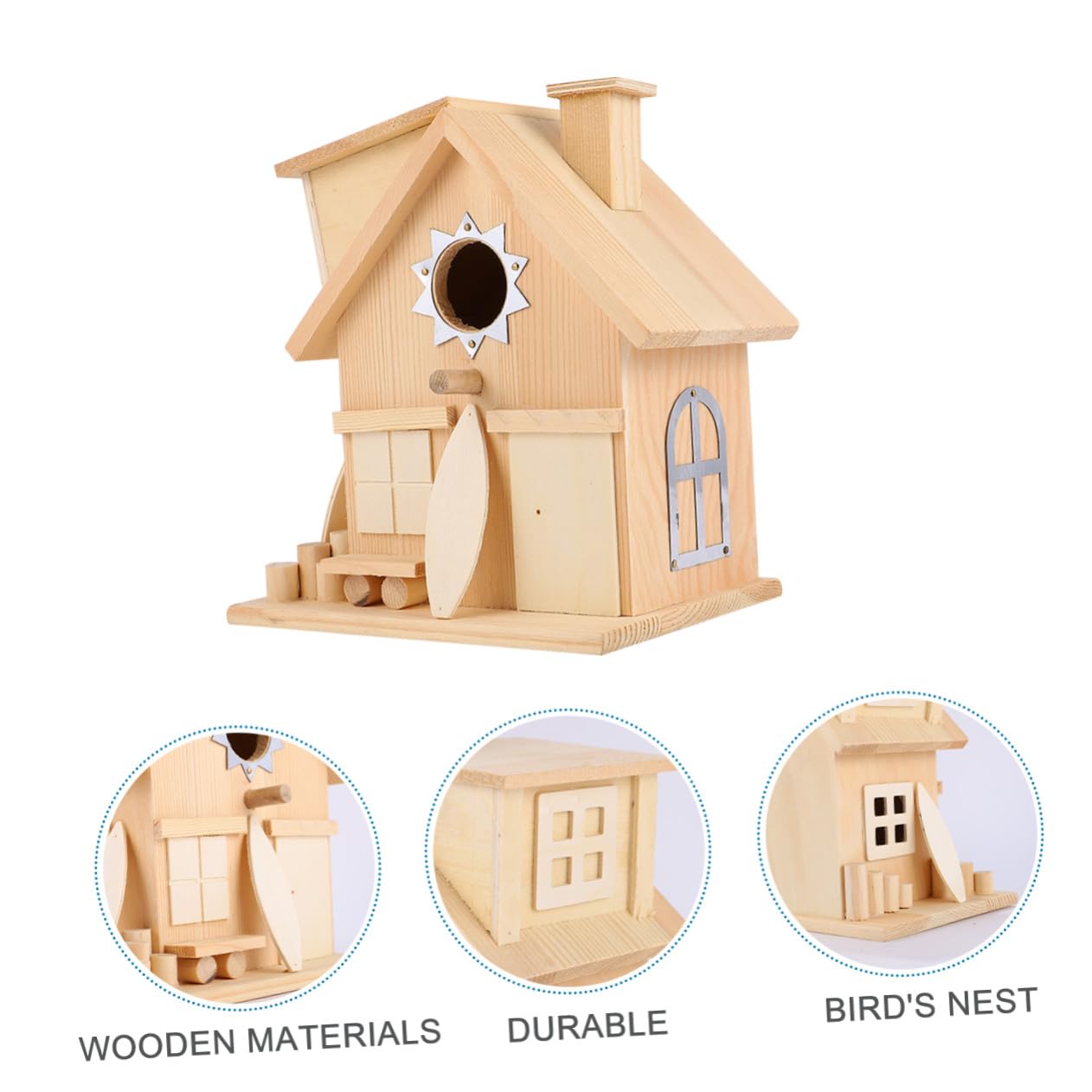Casa para Pájaros De Madera Estilo Rústico Colgante para Exteriores como Nido Tipo Cabaña De Madera