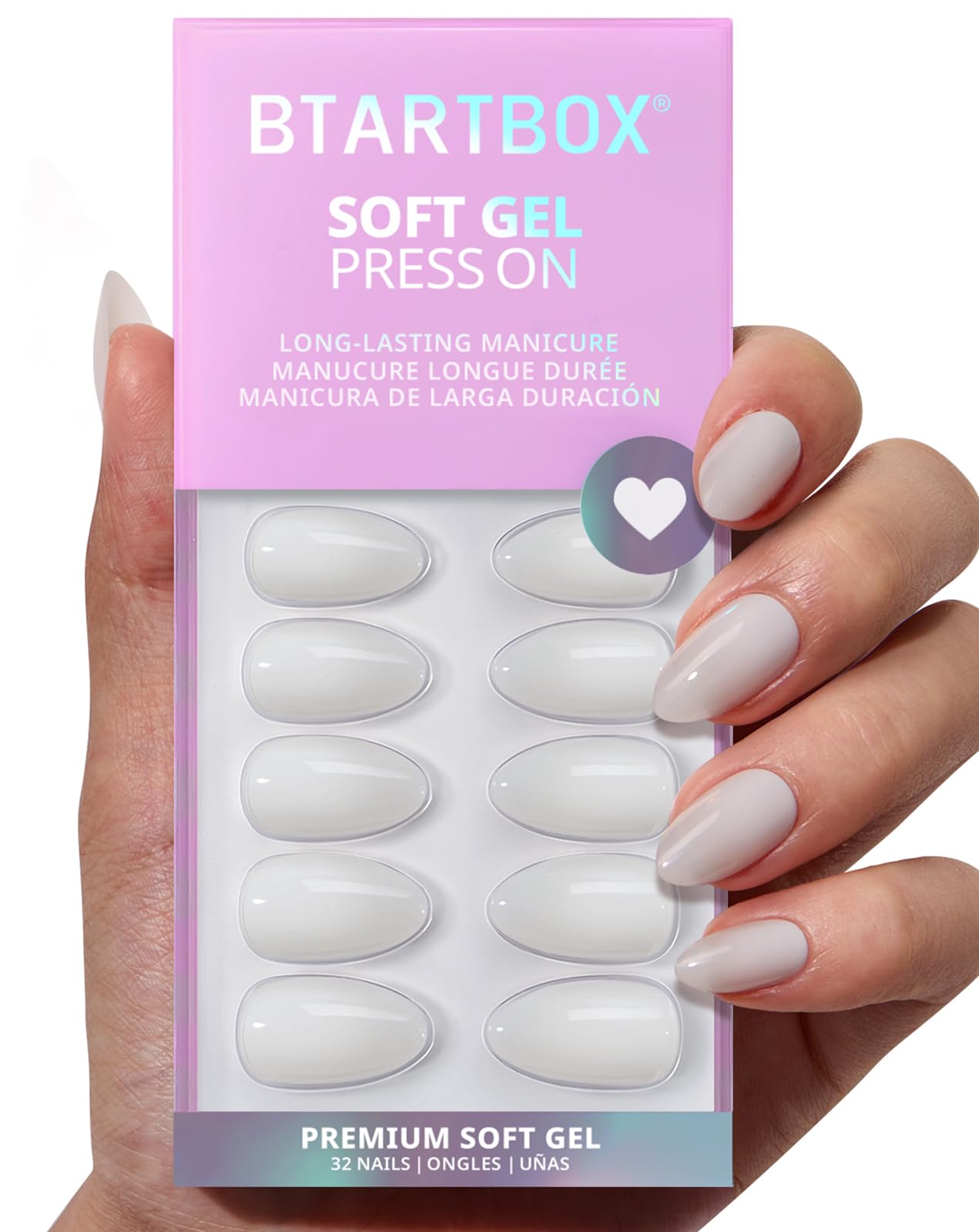 BTArtbox Press On Nails French Tips - 32 Pcs Short Square False Nails With Nail Glue and Adhesive Nail Tabs, No Fade Out Stick On Nails in 16 Sizes, Soft Gel Fake Nail for Women, Classic White — view 53