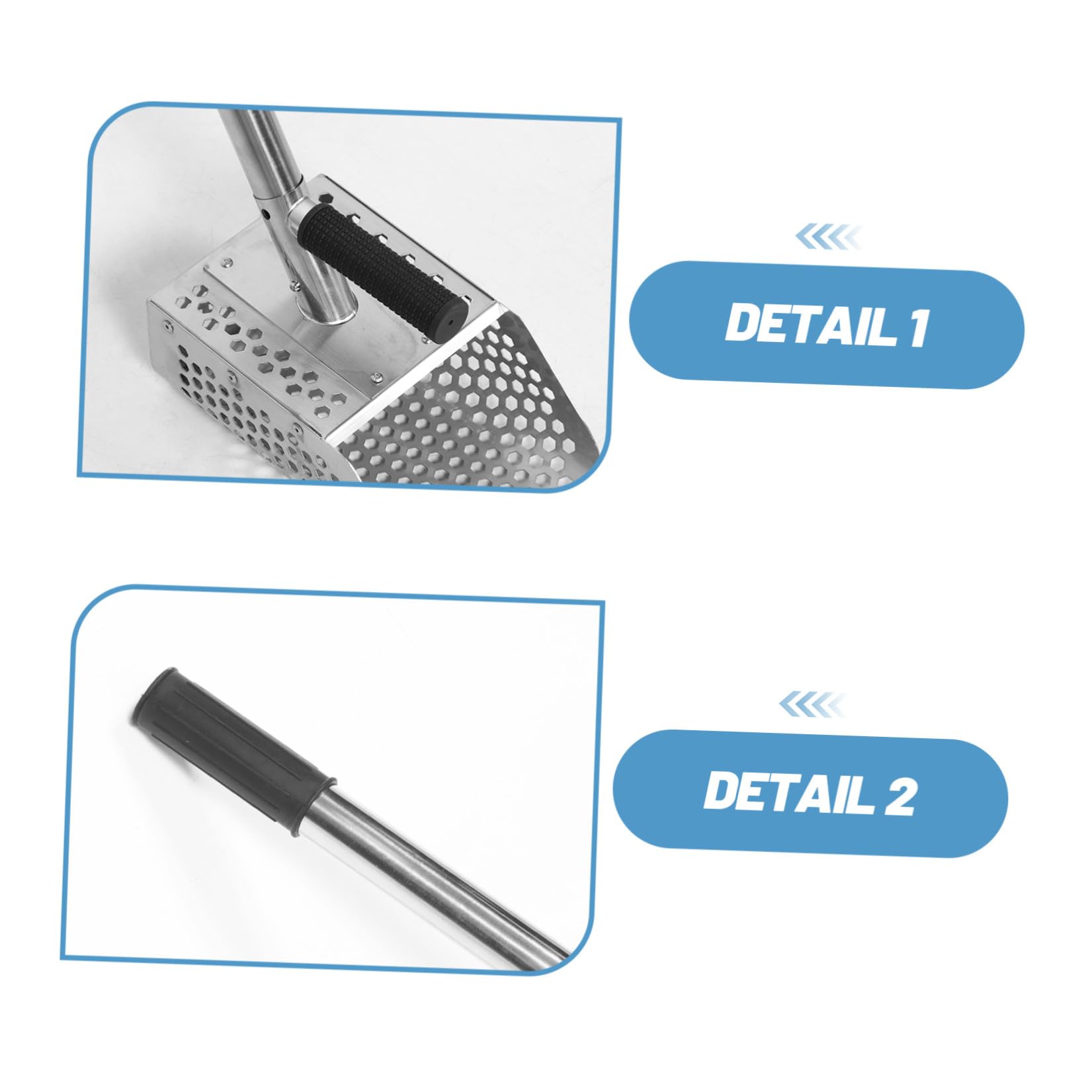 YARNOW Pala con Mango Ajustable para Detección de Metales de Acero Inoxidable de 42.5 Pulgadas de Playa y Exploración la Arena