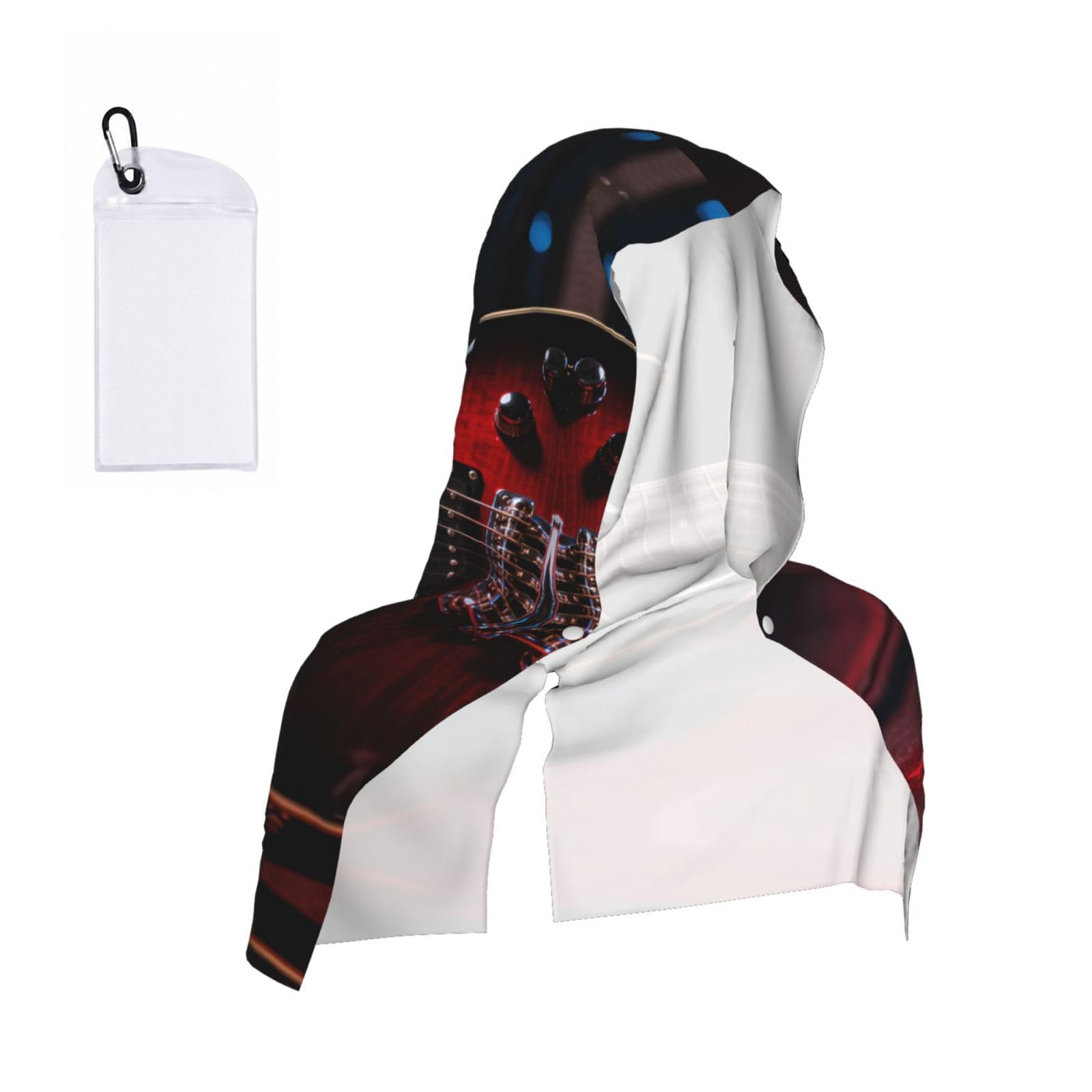 CNTDBU Electric Guitar Shape Cooling Towel Hooded-Instant Chill Neck Cover for Sports, UV Cooling Rag for Running Gym