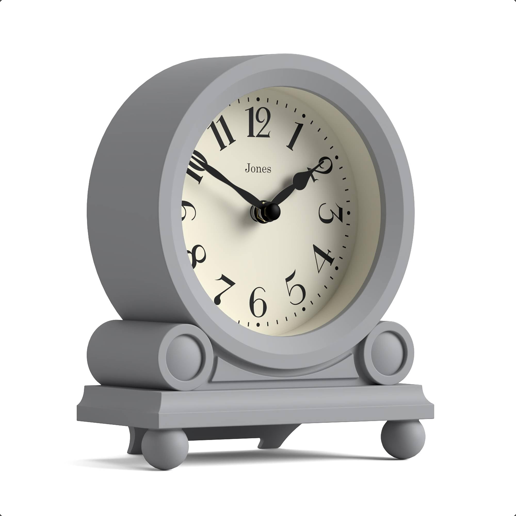 Jones Clocks Clockwork Grey Jones Clocks® Maida Vale Mantel Clock | Small Traditional Desk Clock | Grey | Pretty & Charming Ideal For Mantelpiece, Bookshelf Or Bedside