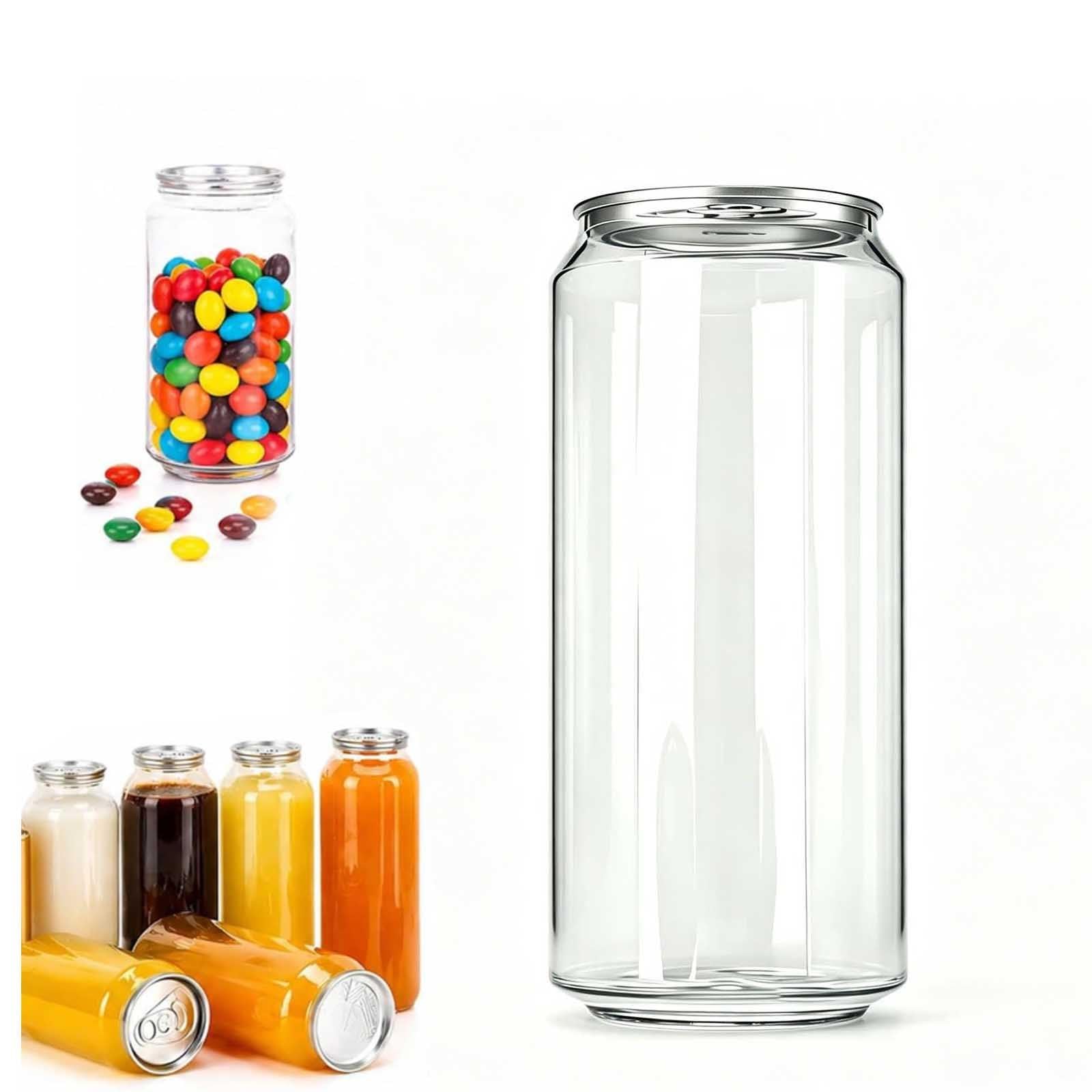 aromaoveite 200 Pack Disposable Juice Bottles, Pet Plastic Can Sealer Cups With Aluminum Lids, Sealable Beverage Cans For Bubble Tea, Smoothies, Coffee, Soda, Clear Empty Soda Cans 500ml