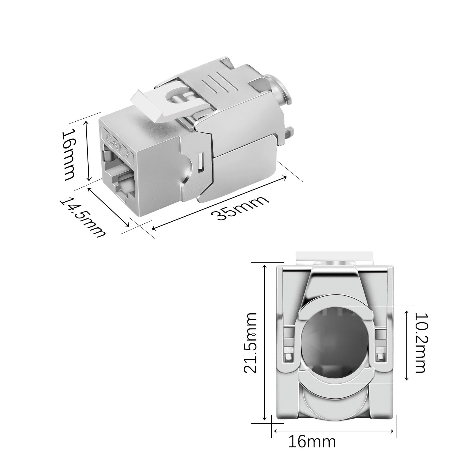 12x CAT 7 Keystone RJ45 Modul Buchse LAN Kabel 10 Gbit/s bis 1000 MHz AWG 22-24 werkzeuglos LSA vollgeschirmt STP Einbaubuchse RJ45 Buchse Schneidklemme für Patchpanel und Netzwerkdose