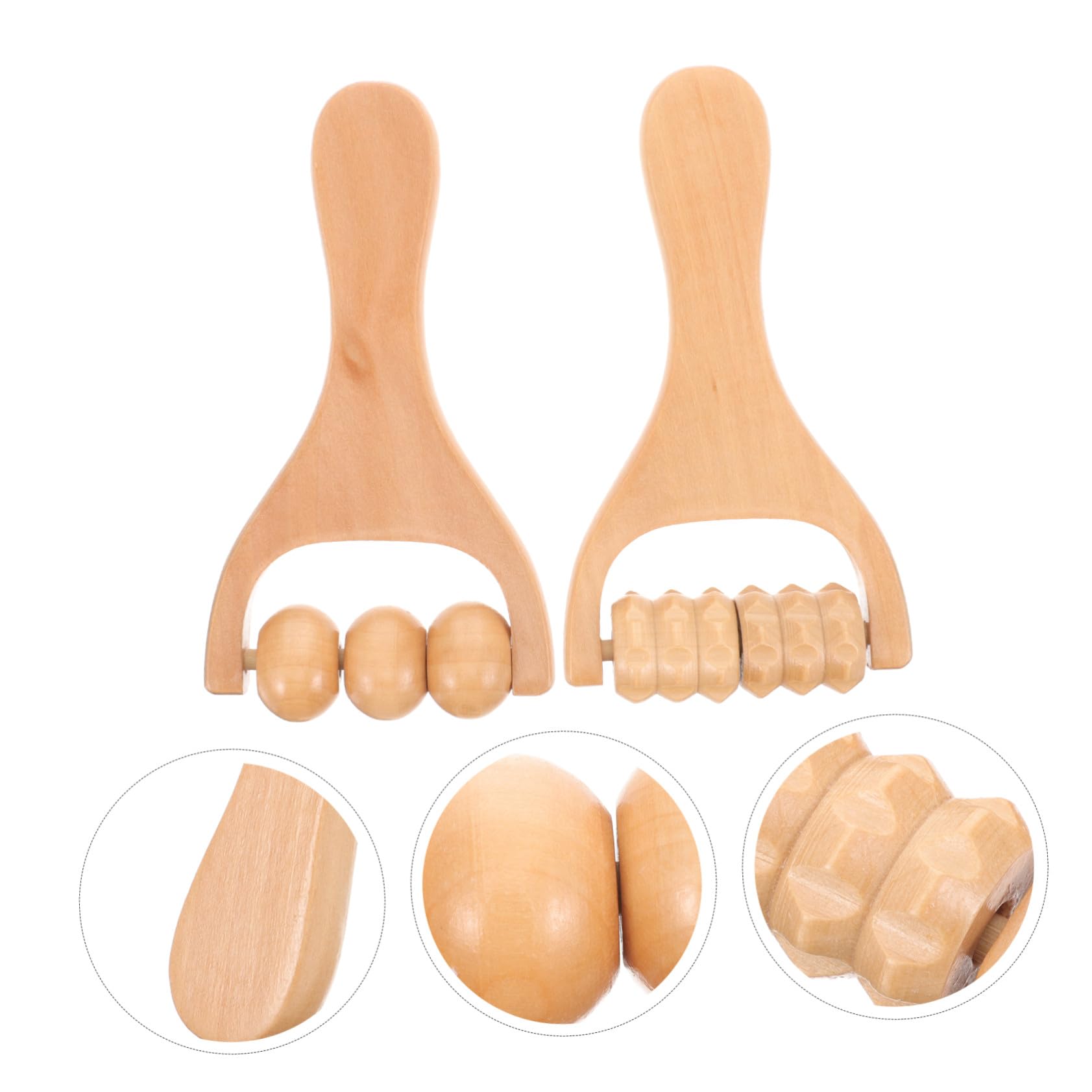 Homoyoyo Rodillo de Masaje Manual para Pies y Hombros de Madera, 2 Piezas Mango Ergonómico y Diseño Ligero para Uso en Casa o Viaje