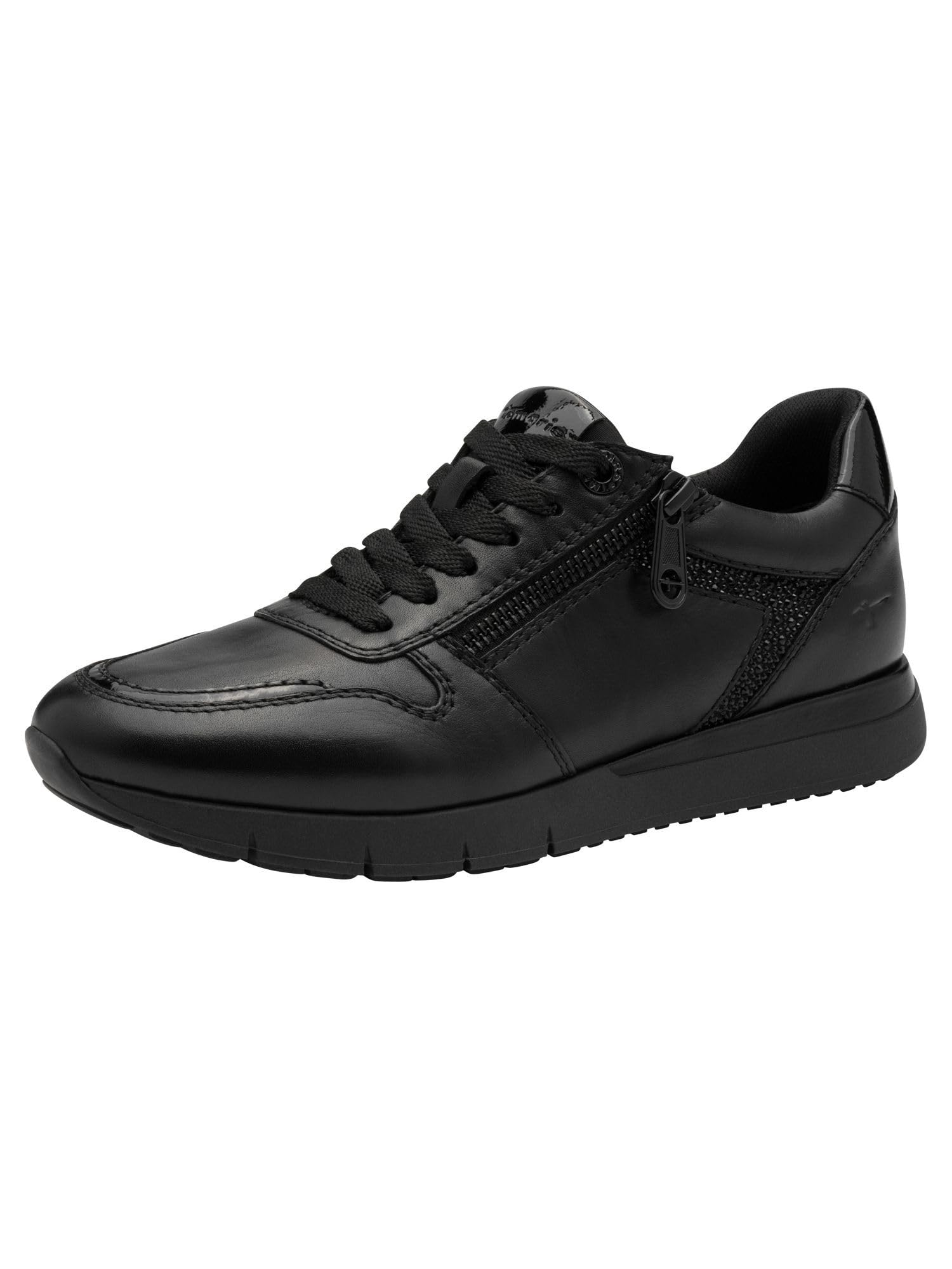 Tamaris Comfort Women’s Round Sneakers with Zip, Black, 7,5 UK