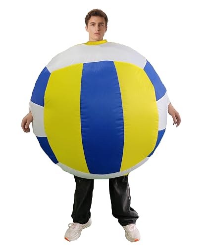 Yolata Adult Inflatable Volleyball Costume Inflatable Soccer Ball Costume 5ft-6.2ft Funny Blow up Sports Party Suit