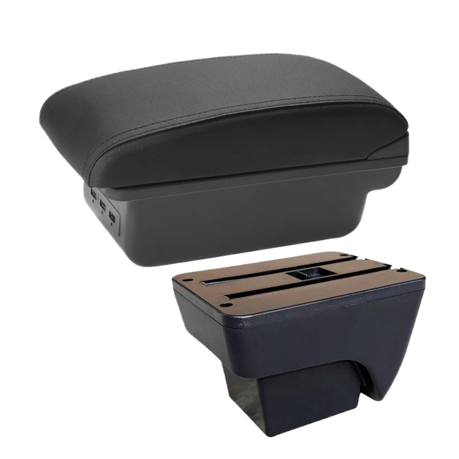 Ggwqoops Car Armrests For Seat For Ibiza For SEAT For ARONA For IBIZA 6L 6J 2017-2025 Armrest Box Car Auto Storage Retrofit Interior Accessories Armrest Box(B2 Black line 3USB)
