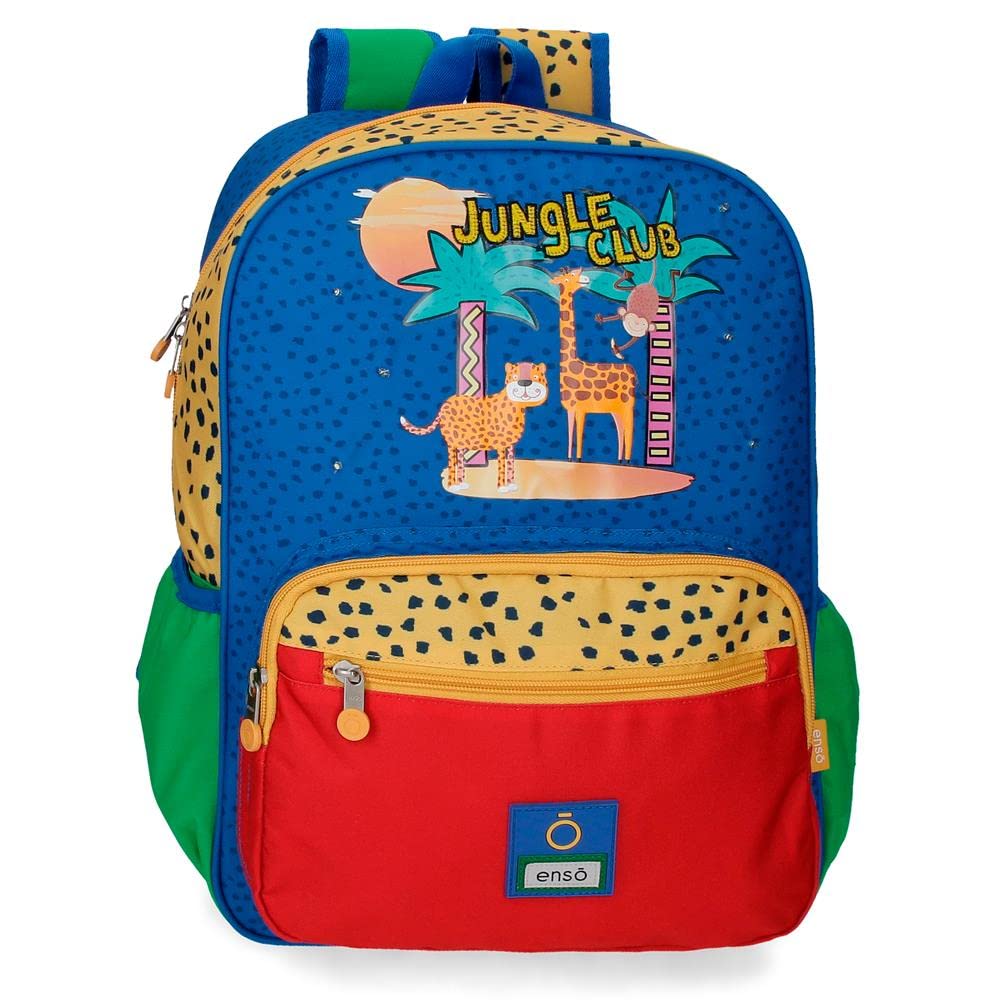 EnsoJungle Club School Backpack Multicolor 30x38x12 cm Polyester 13.68L, multicoloured, School Backpack, Multicoloured, School Backpack