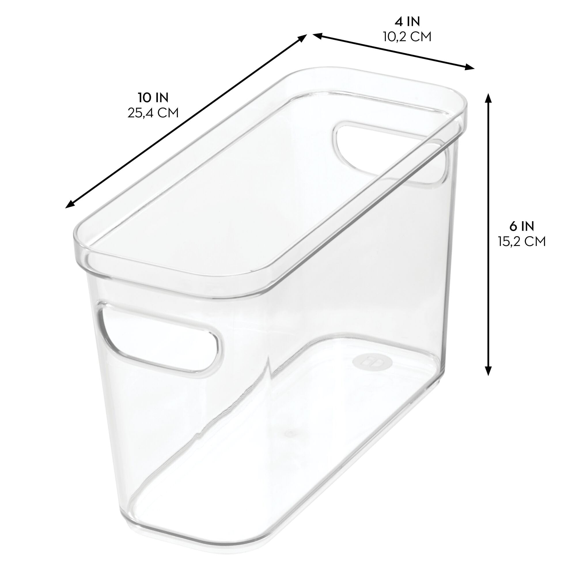 iDesign Chrupiący pojemnik do przechowywania w lodówce i spiżarni z uchwytami, pojemnik na żywność, napoje, organizacja produkcji, nie zawiera BPA, 25 x 10 cm