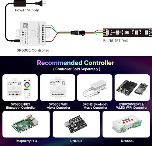 Miniatura 4 de BTF-LIGHTING 2835SMD WS2811 IC RGB Chasing Color LED Tira de luz 16.4FT DC24V 108LEDm 18Pixelsm 0.315 in Ancho Flexible Tira direccionable para