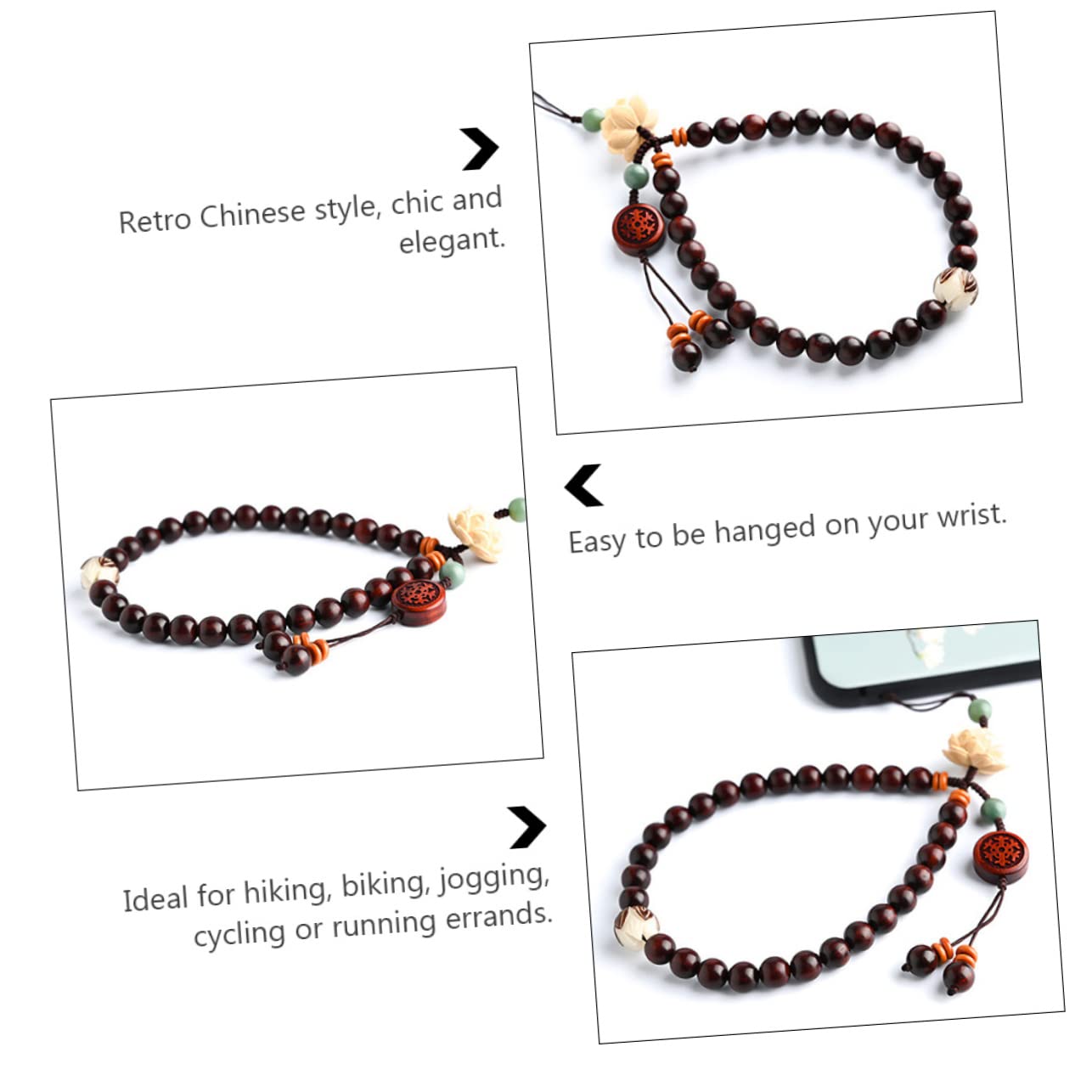 OSALADI 3stücke Vintage Holzperlen Handy Lanyard Für Outdoor Handgelenkschlaufe Für Smartphone Einfach An Handy Oder Hülle Zu Befestigen Für Reisen Schule Und Freizeit