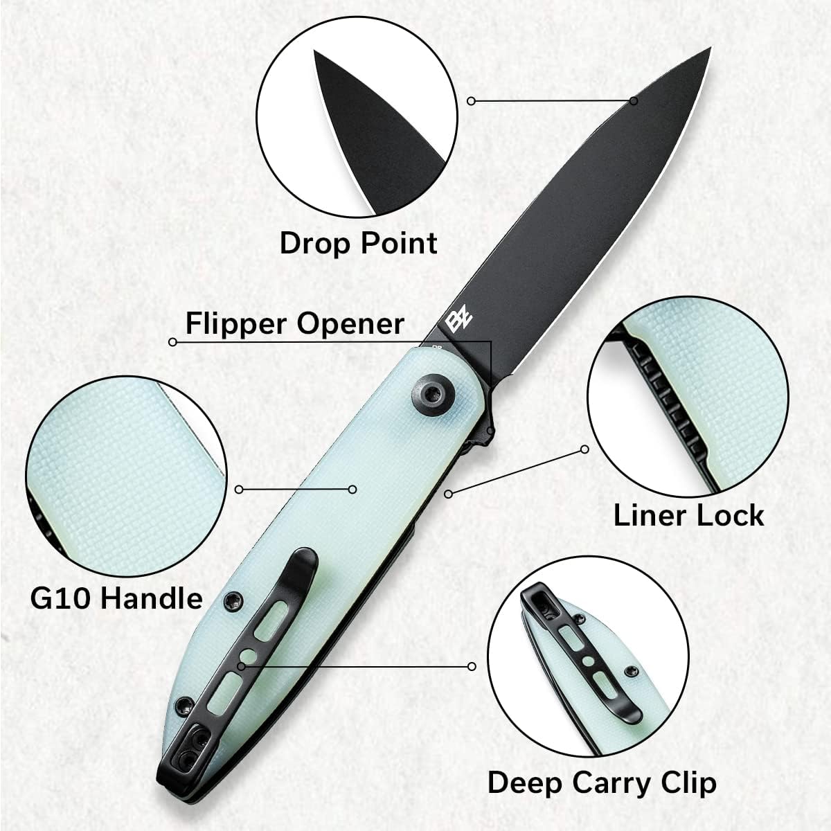 SENCUT Bocll II Pocket Knife Folding Knife for EDC, Liner Lock Small Knife with G10 Handle, Design by Brad Zinker, 2.96'' Blade for Indoor Outdoor Gifts S22019-2