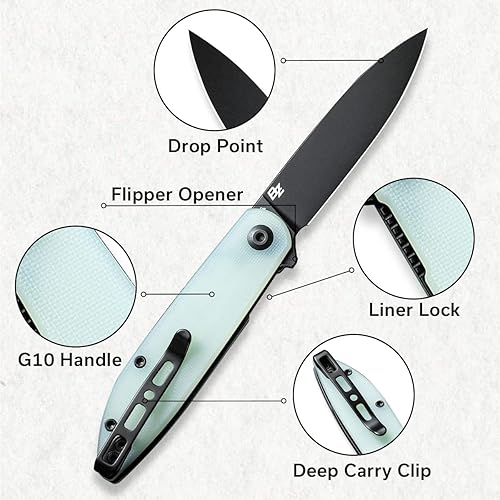 Miniatura 5 de SENCUT Bocll II Navaja plegable para EDC, cuchillo pequeño con bloqueo de revestimiento con mango G10, diseño de Brad Zinker, hoja de 2.96 pulgadas