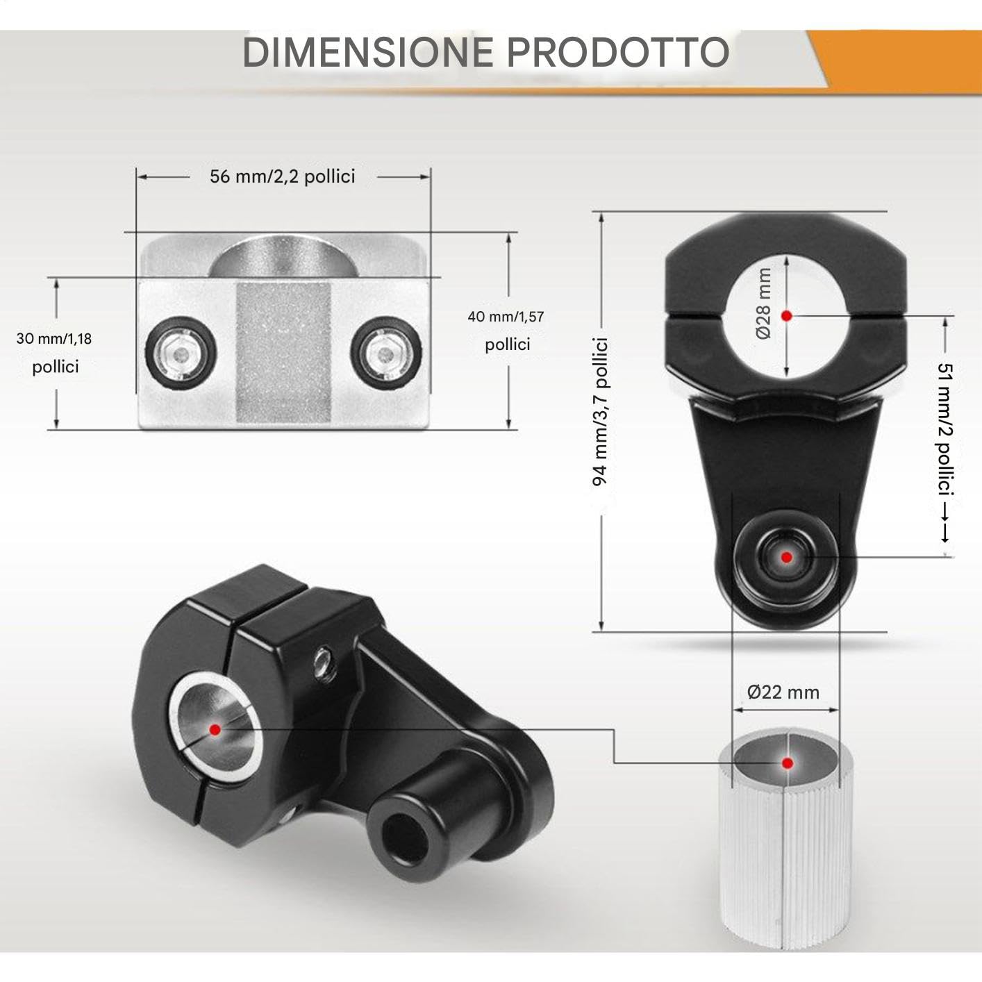 Generico Alza Manubrio Motocicletta | Rialzo con Morsetto Regolabile,Moto per Avventura Turismo Quad Tutto Stagione