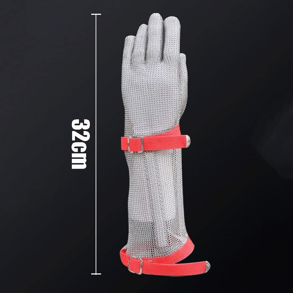 Guantes Resistentes al Corte de Acero Inoxidable de 32 cm de Acero Inoxidable, adecuados for Sacrificio, Cocina, jardín, Guantes de Estudio de Aventuras al Aire Libre
