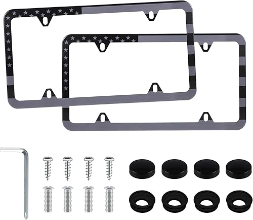 Miniatura 21 de LivTee Marcos cromados para matrícula, 4 agujeros, cubiertas de acero inoxidable para matrícula, 2 soportes para placa de automóvil, accesorios
